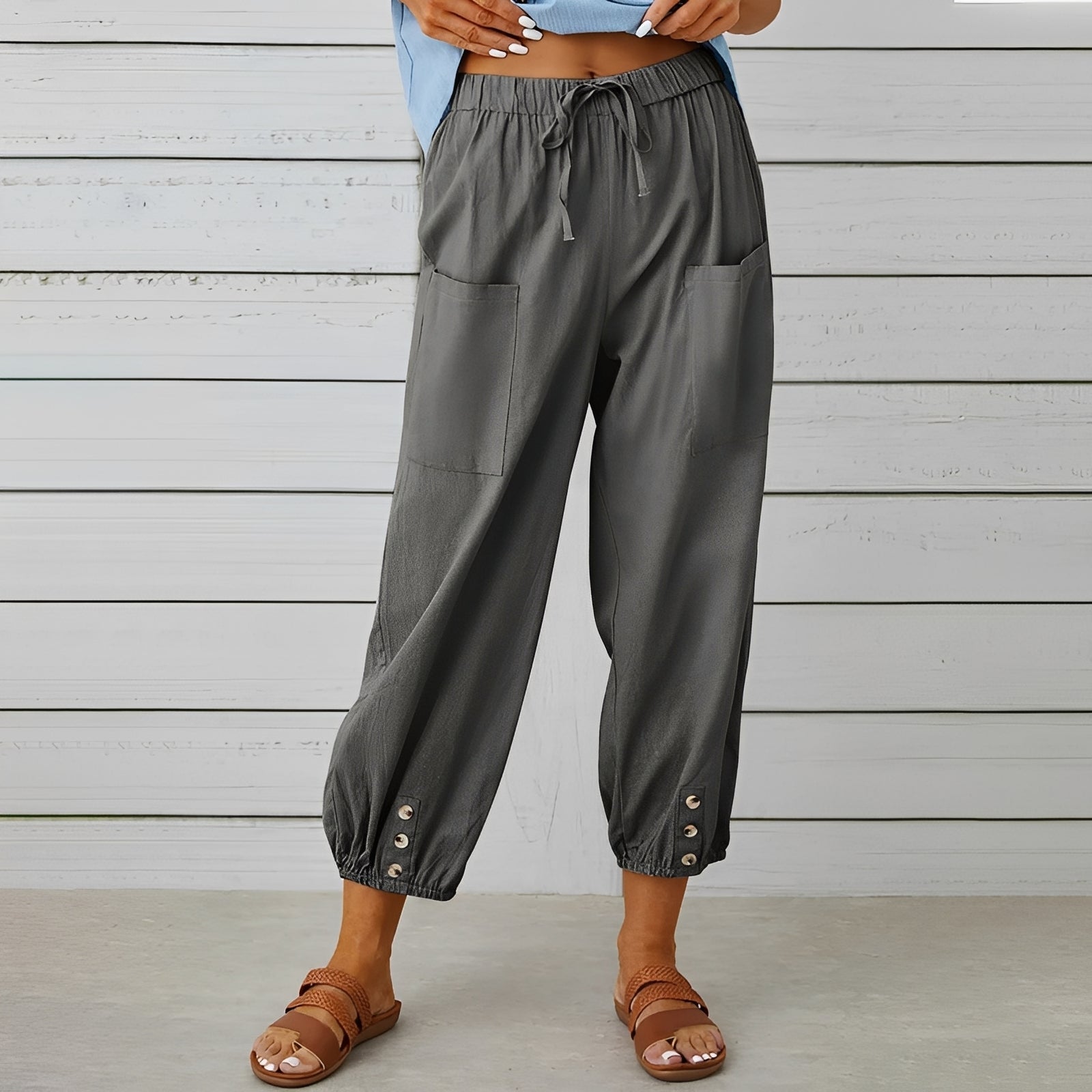 Christa - Pantalon large, décontracté et raccourci pour femmes