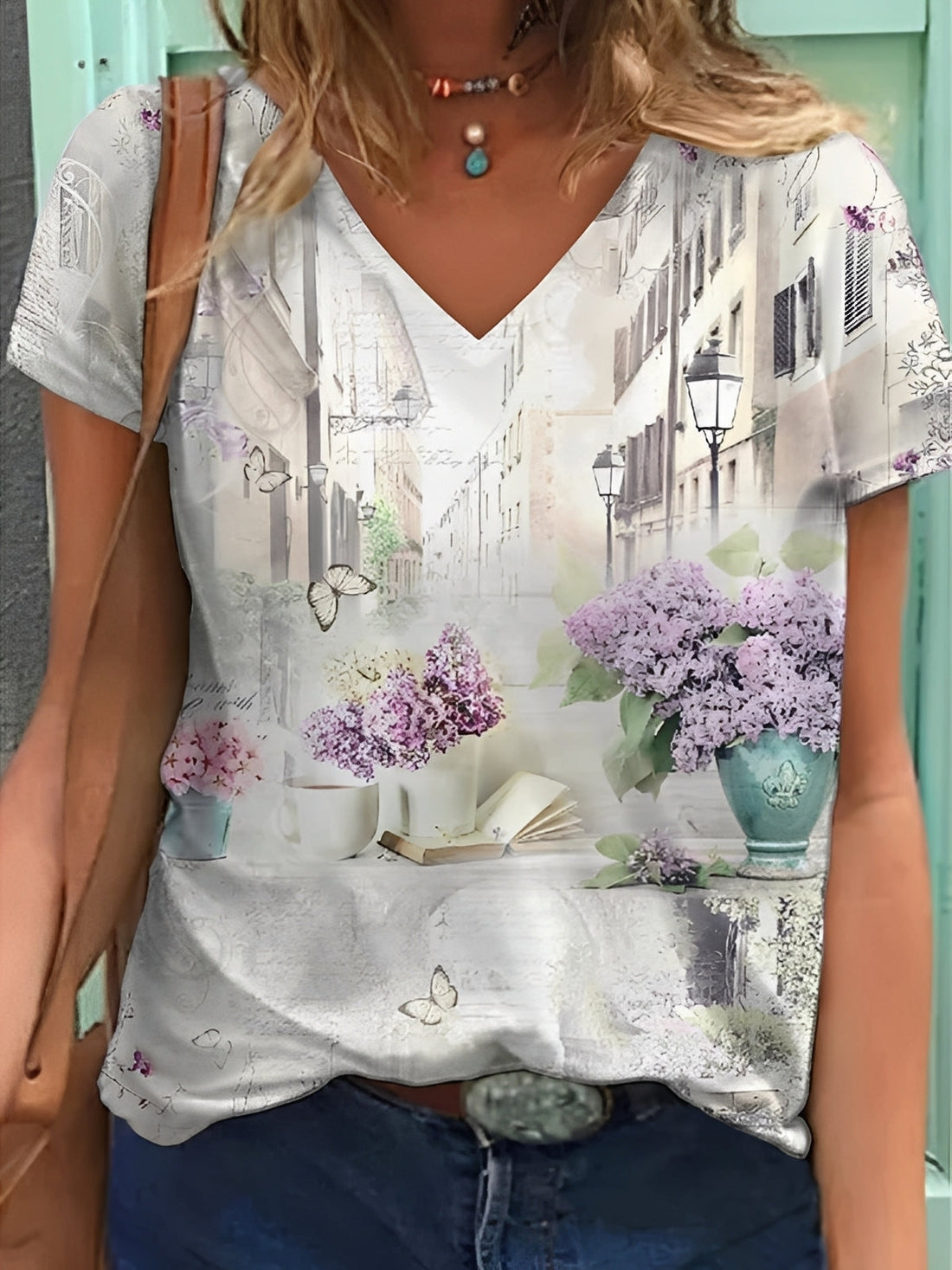 Niki - Haut chic à motifs de fleurs pour femmes