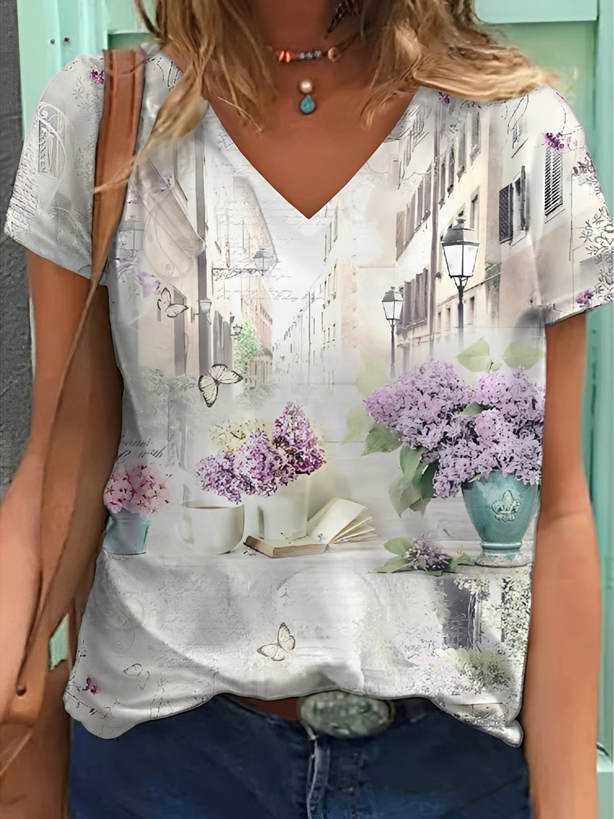 Niki - Haut chic à motifs de fleurs pour femmes