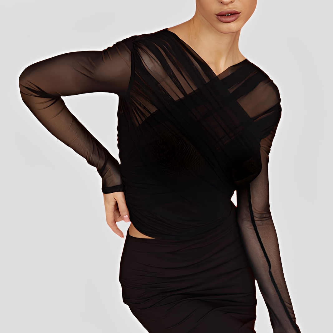 Cara - Blouse élégante avec manches longues et plis