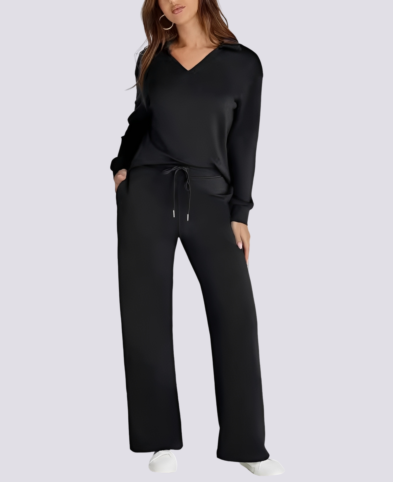 Bella - Ensemble décontracté avec col V et taille élastique
