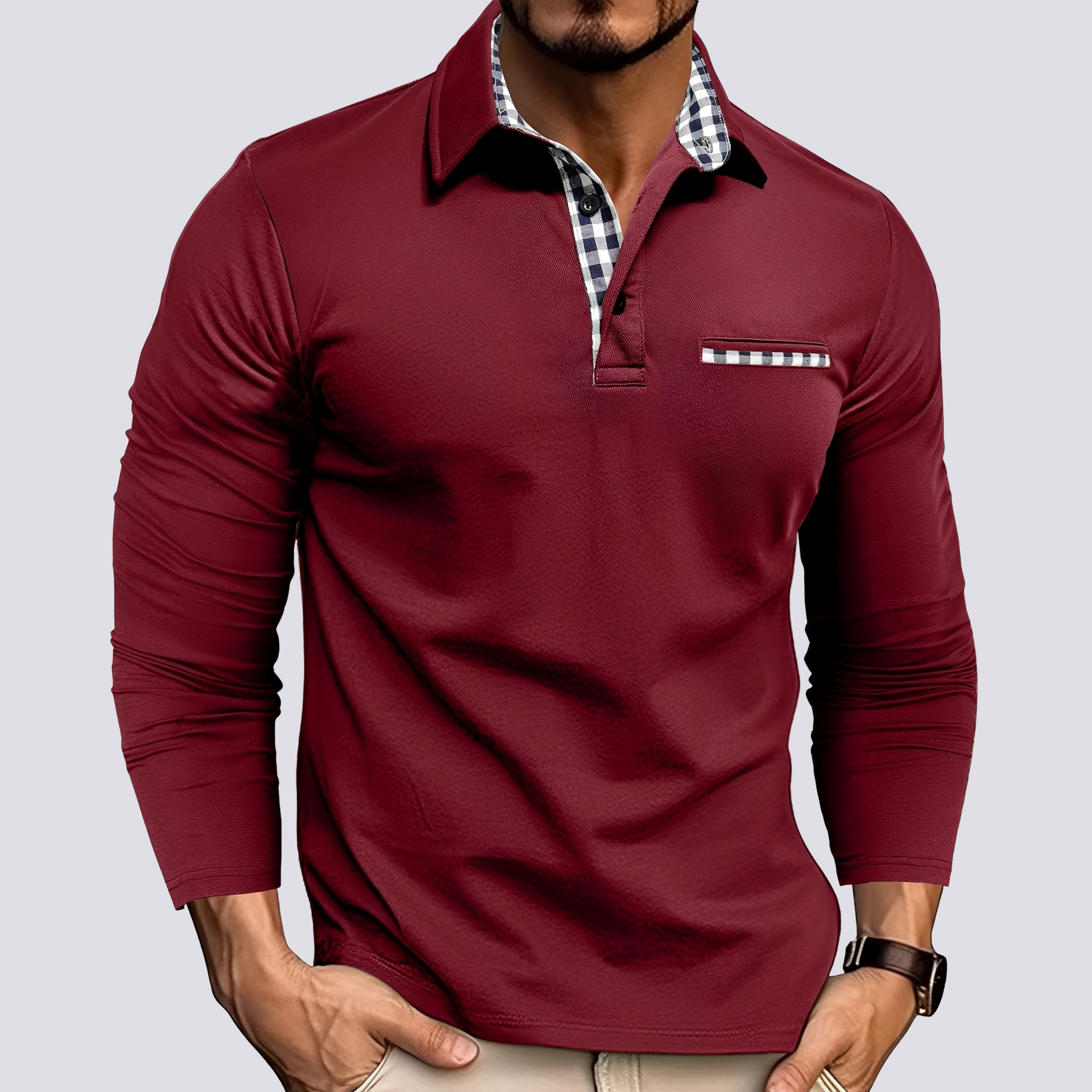 Mark – Polo pour homme – décontracté à manches longues