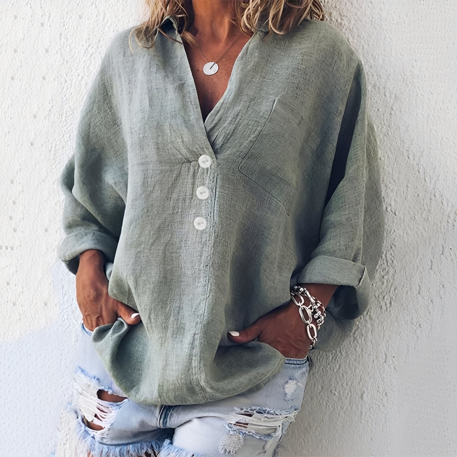 Sandra - Blouse ample à manches longues pour femmes