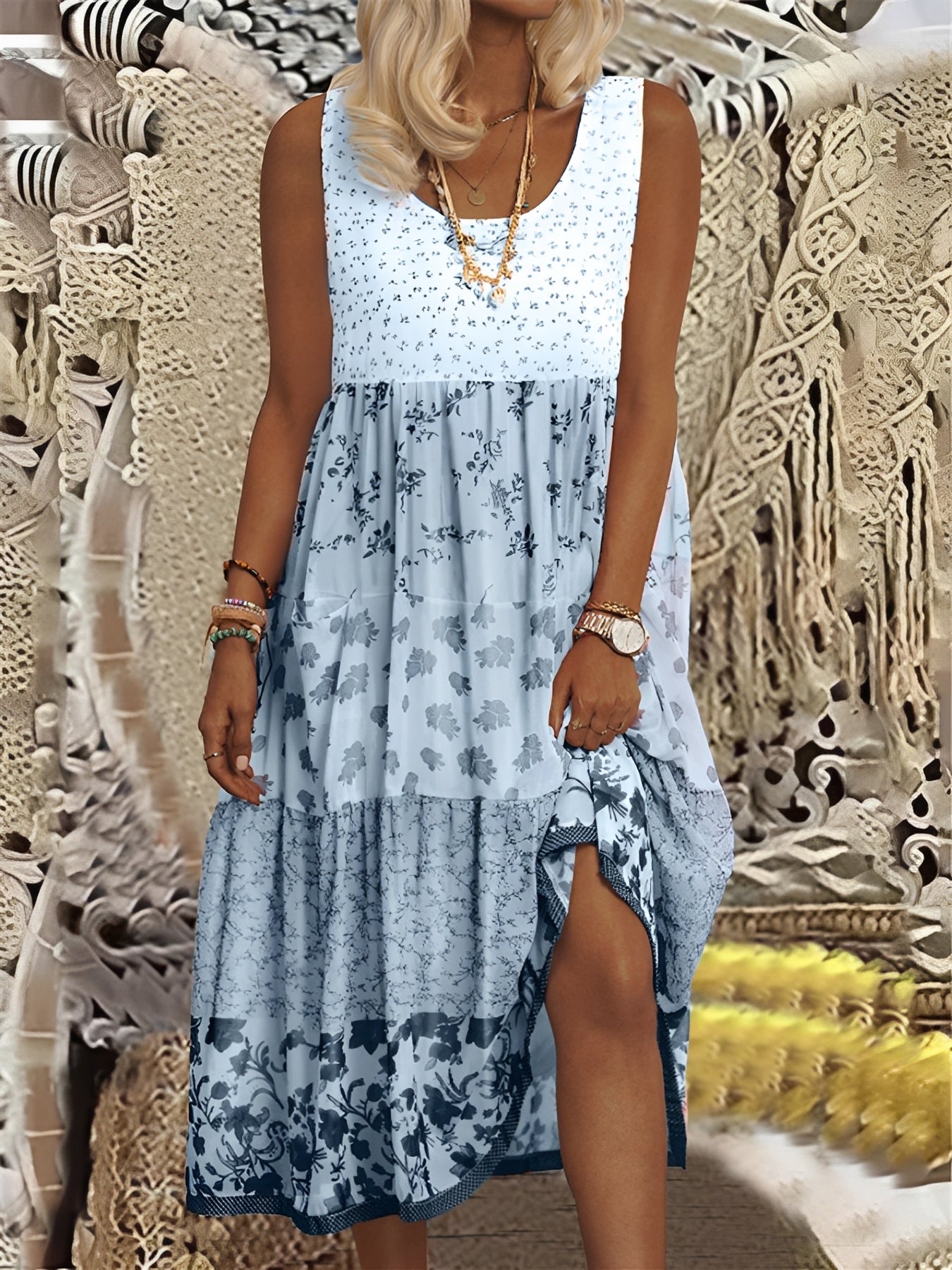 Nancy - Robe Midi Élégante Style Bohème