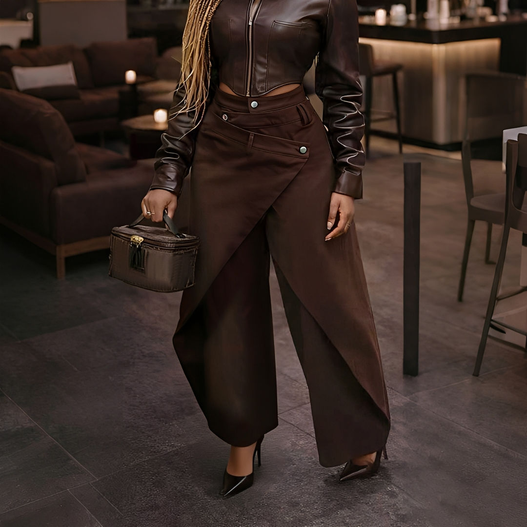 Cheska - Pantalon Chic à Devant Croisé