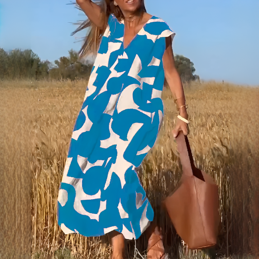 Vicky - Robe Élégante Col V Coupe Large