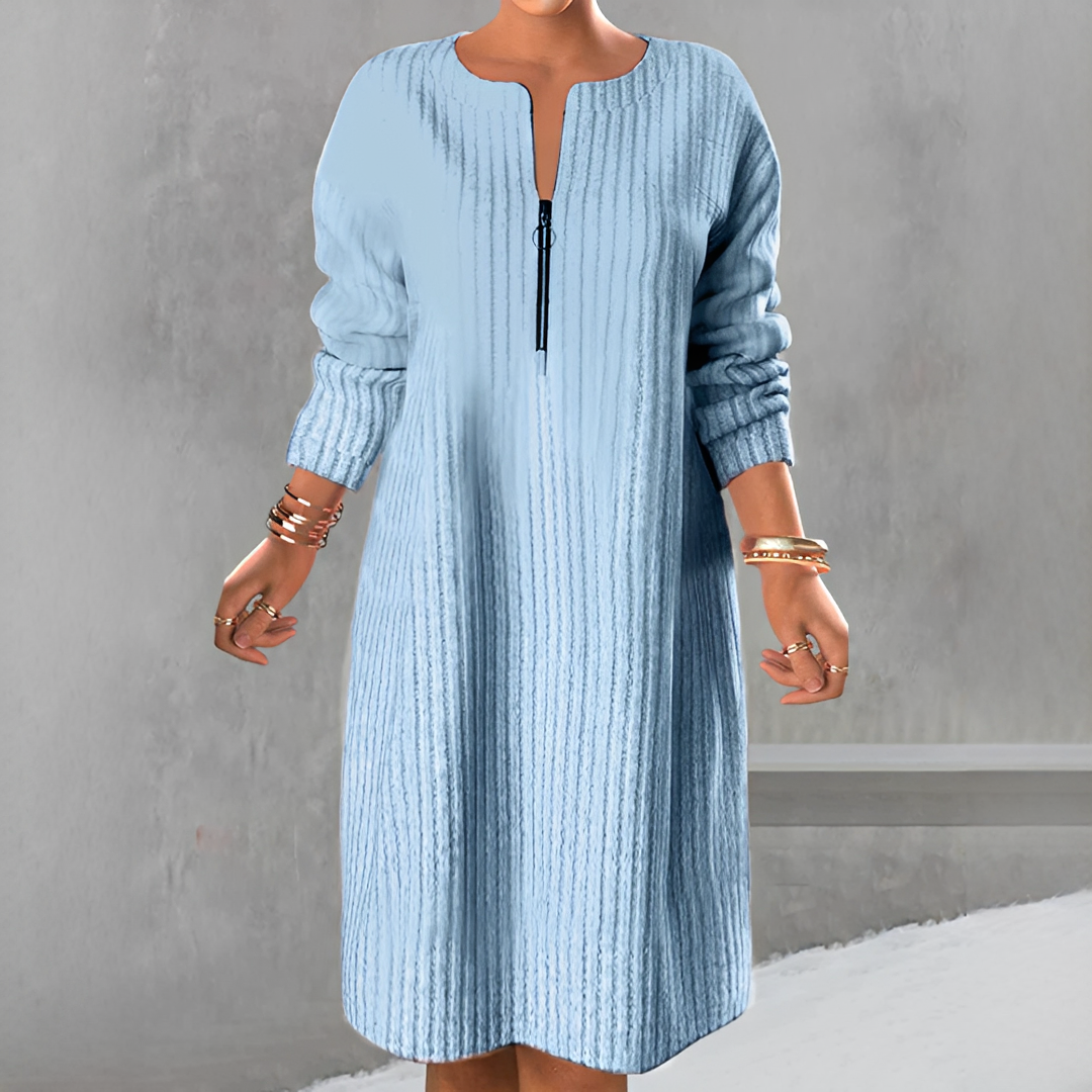 Marion - Robe Élégante Manches Longues avec Zip
