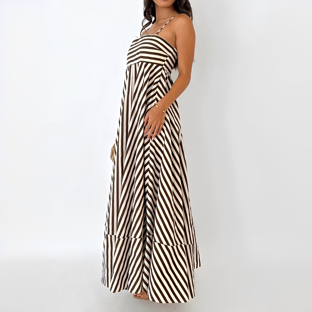Lerra - Robe Maxi Plissée à Rayures