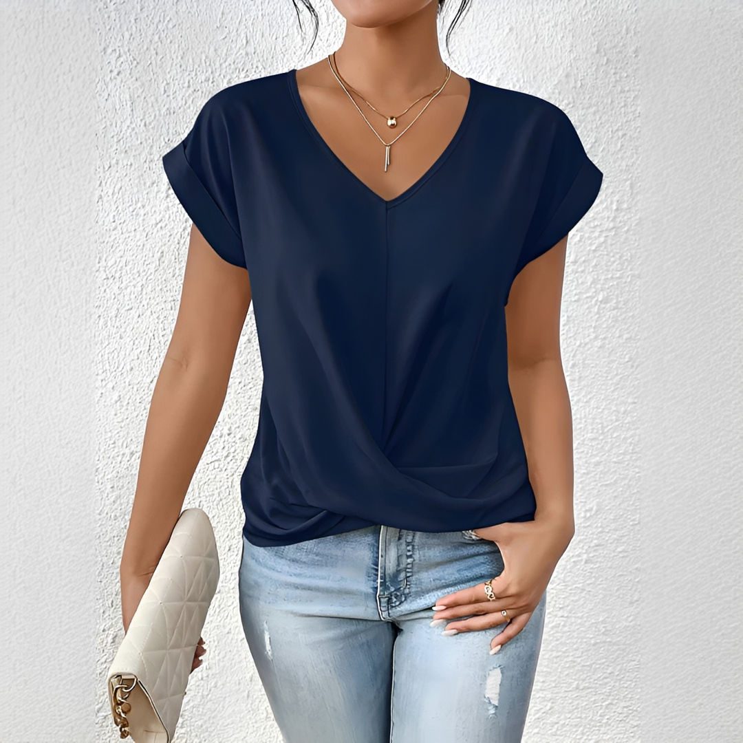 Velanie - T-Shirt Col V Décontracté