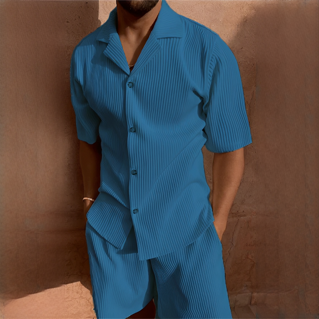 Junmar - Ensemble décontracté chemise et short pour homme