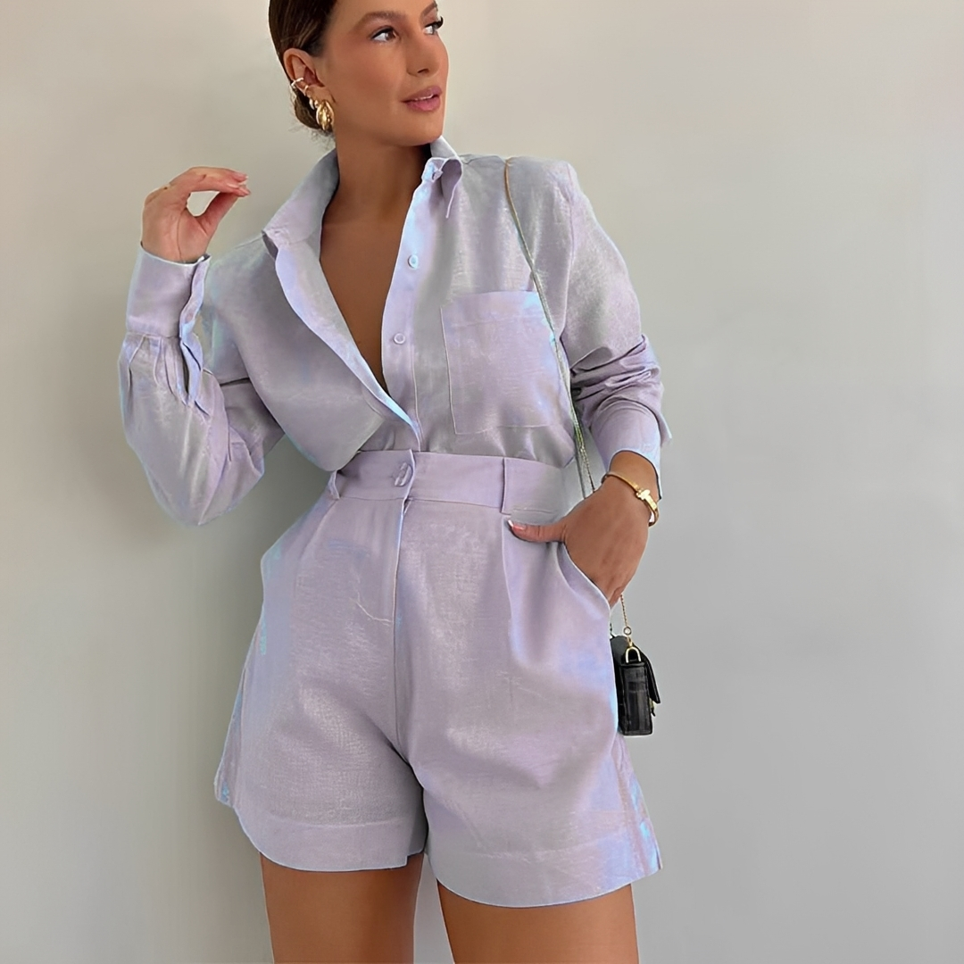Yasin - Ensemble ample de short à manches longues