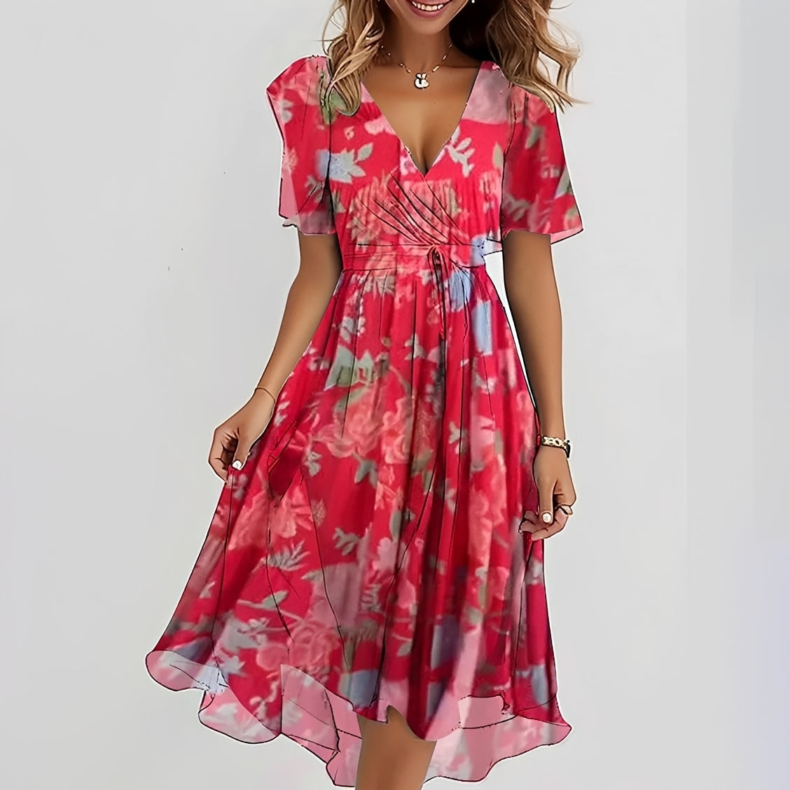Emelia - Robe en voile à motifs floraux