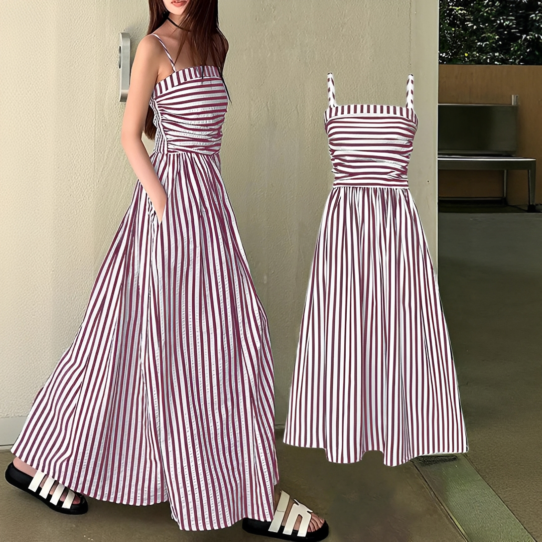 Cindy - Robe Maxi Rayée Élégante