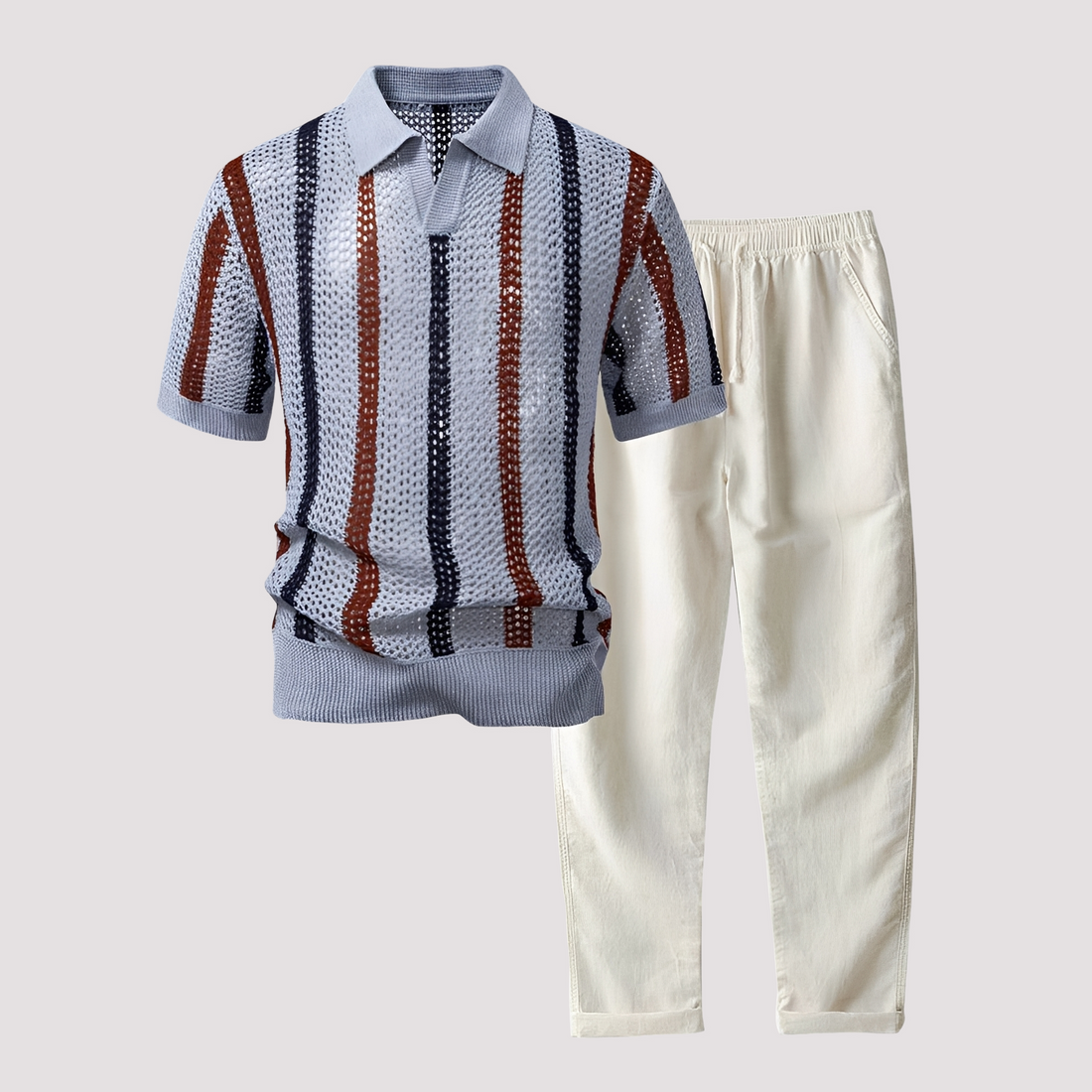Richards - Ensemble Polo Rayé Agréable avec Pantalon