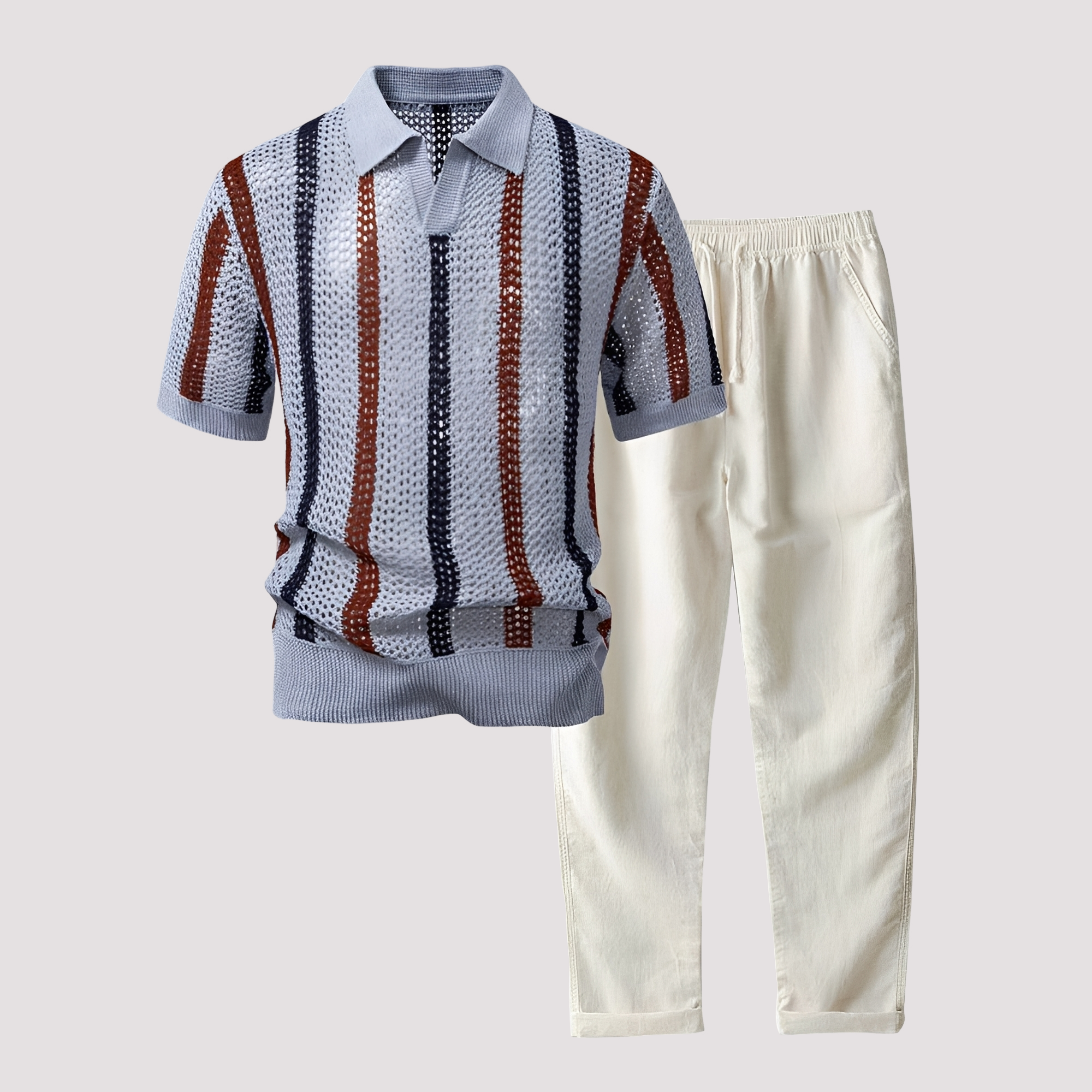 Richards - Ensemble Polo Rayé Agréable avec Pantalon