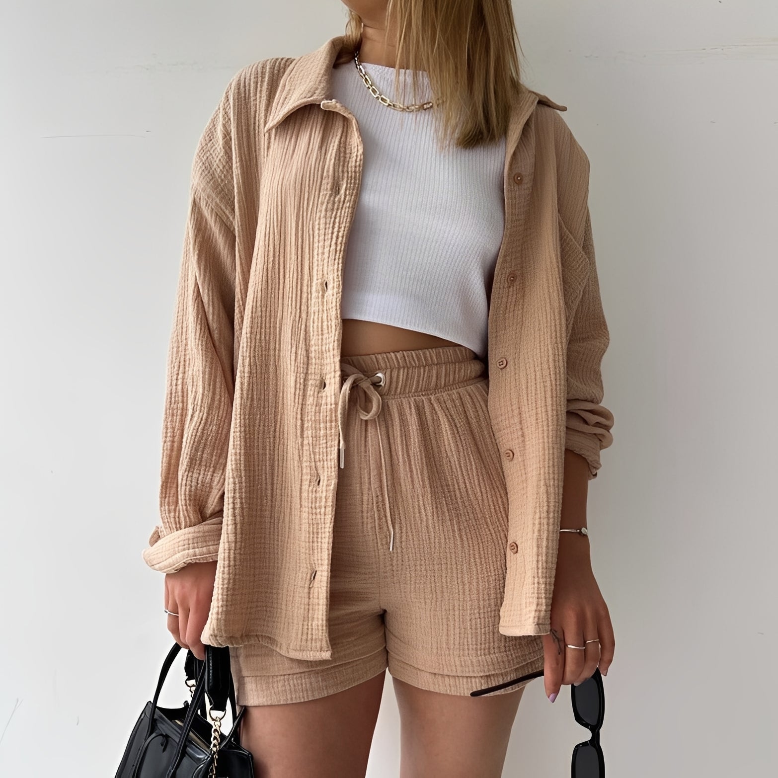 Julia - Set détente avec col revers et taille haute pour femmes