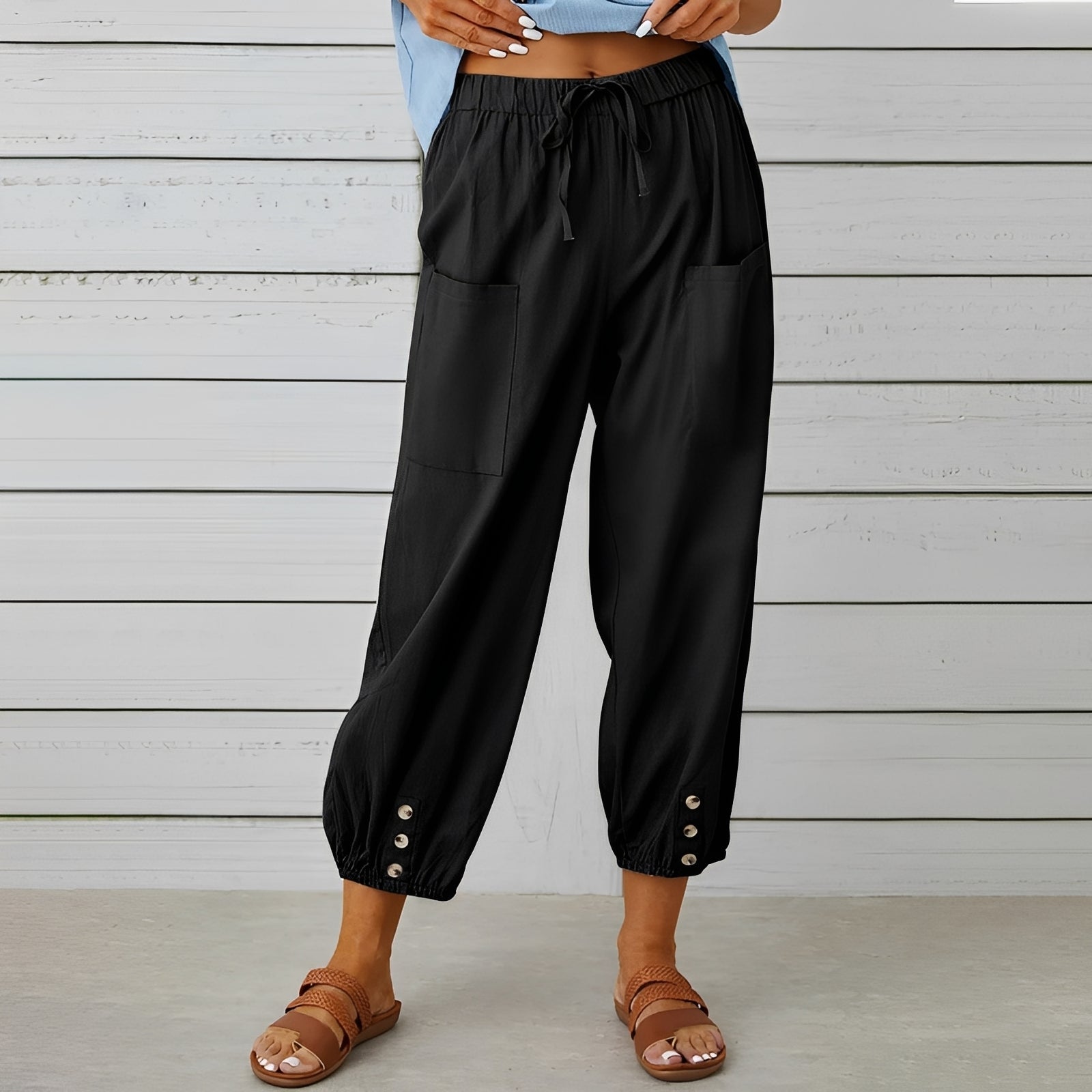Christa - Pantalon large, décontracté et raccourci pour femmes