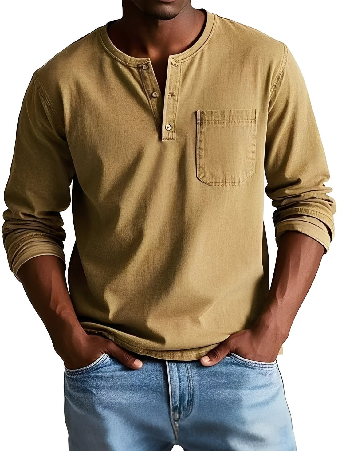 Steve - Chemise homme à manches longues, style décontracté