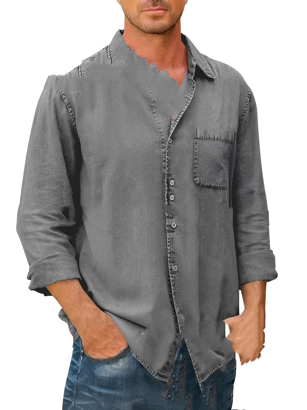 Alfie - Chemise usée à manches longues