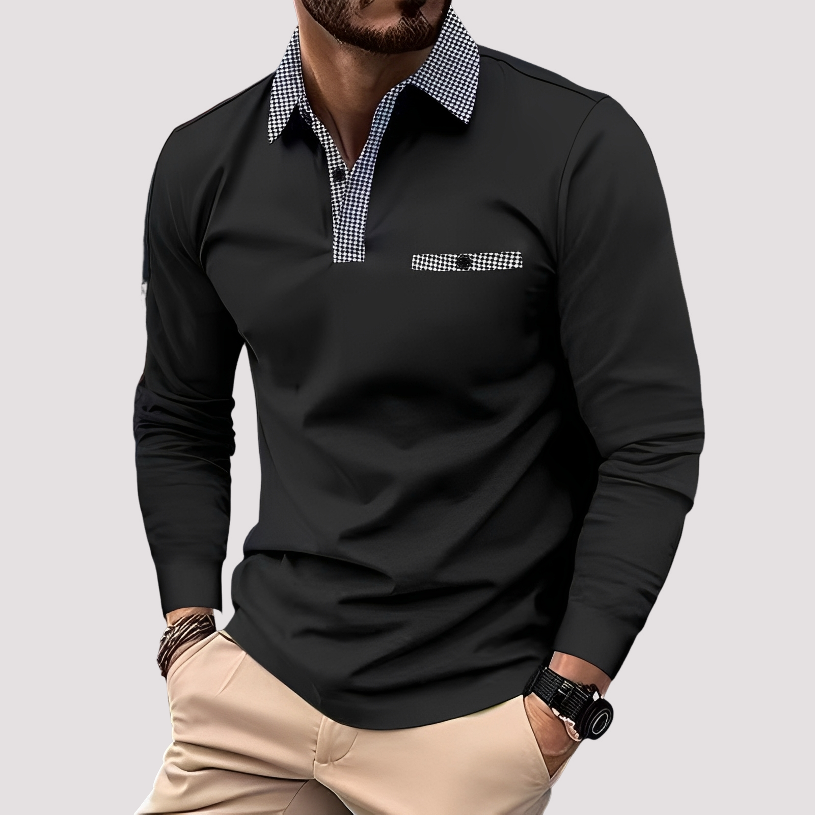 Aidan - Polo chic à manches longues pour hommes