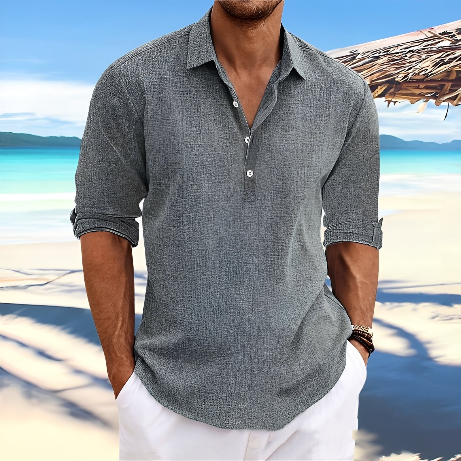 Ricky – Chemise homme à manches longues – idéale pour des journées chaudes et confortables