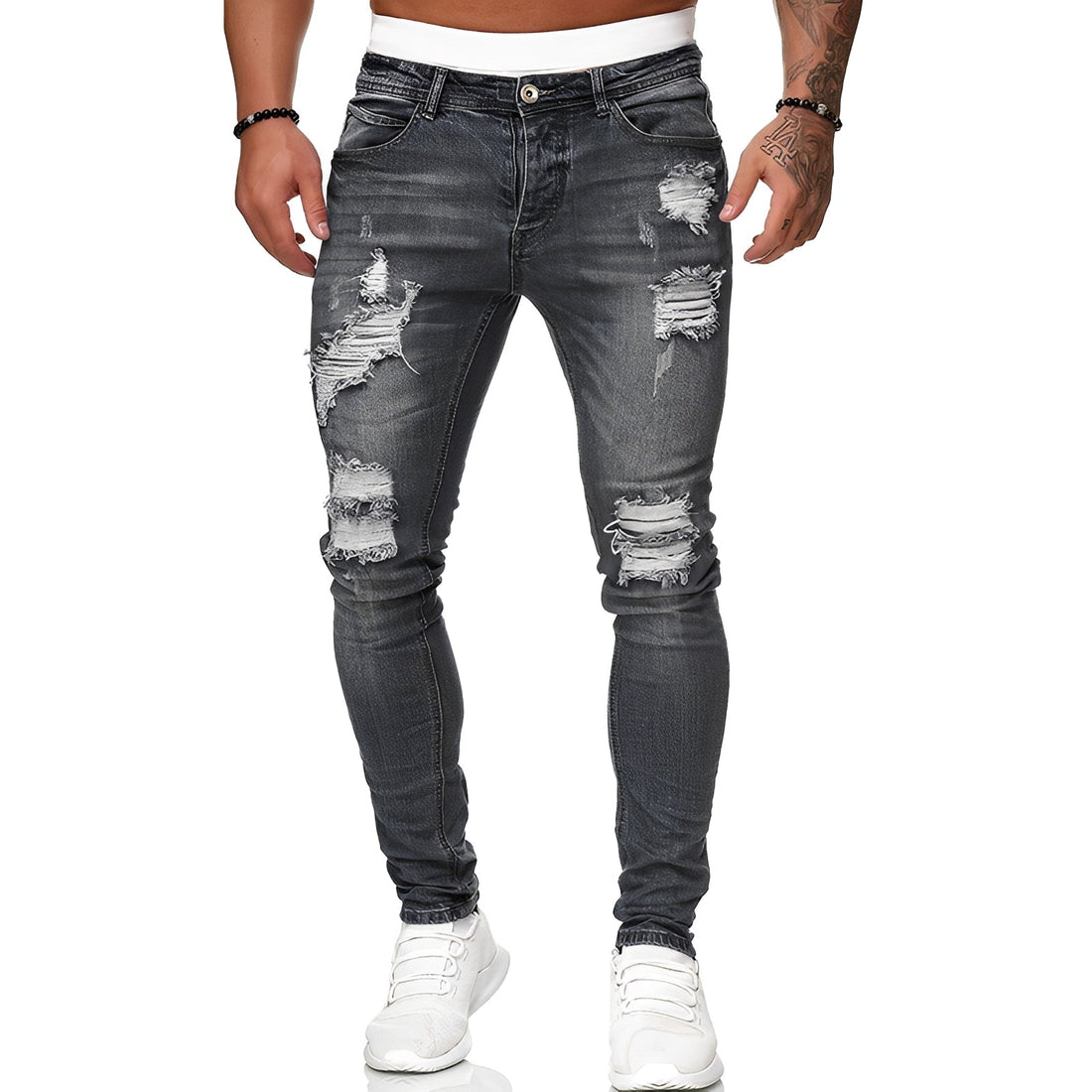 Annie - Jean skinny homme avec déchirures, look décontracté