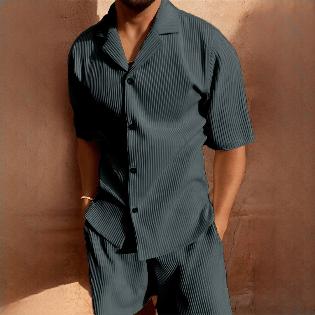 Junmar - Ensemble décontracté chemise et short pour homme