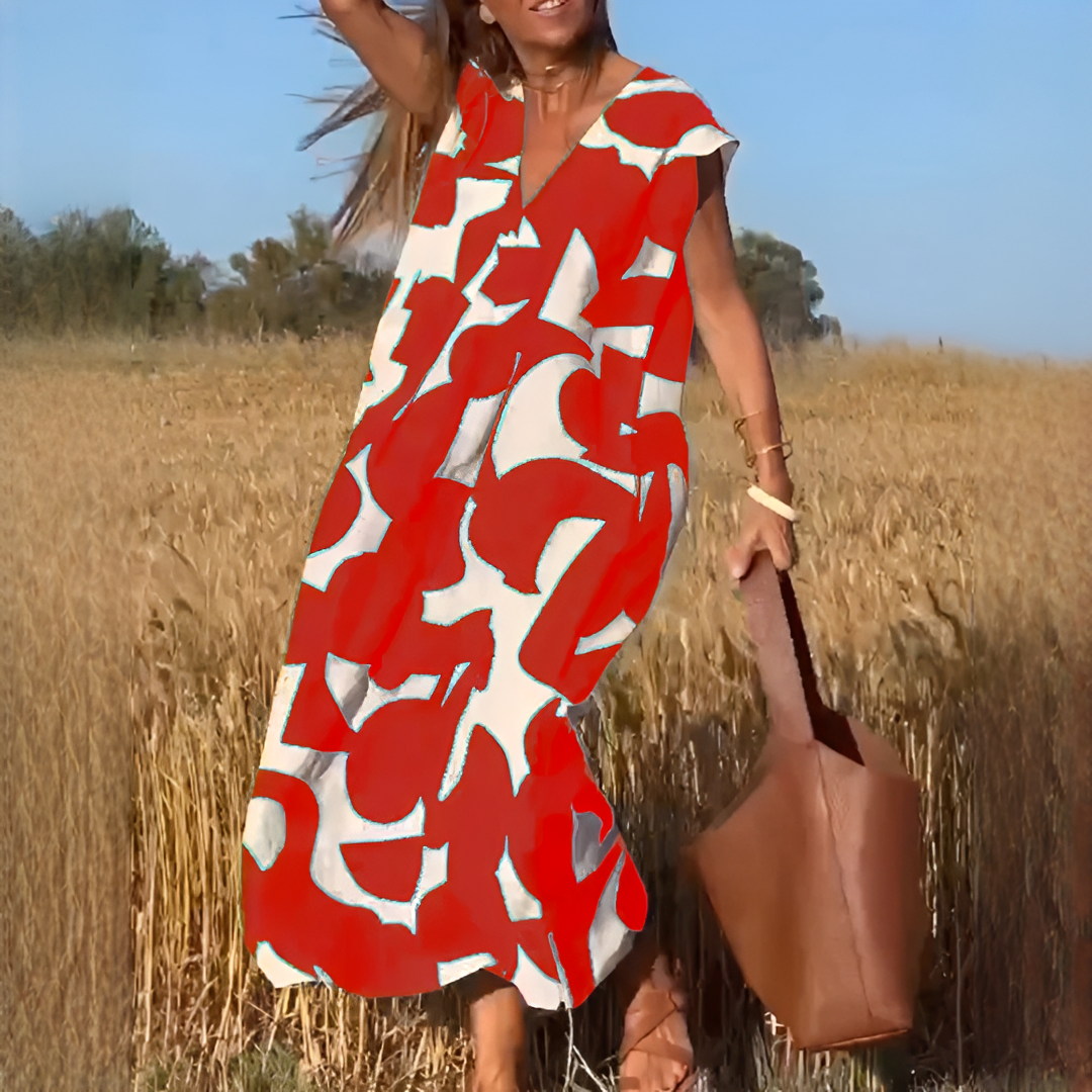Vicky - Robe Élégante Col V Coupe Large