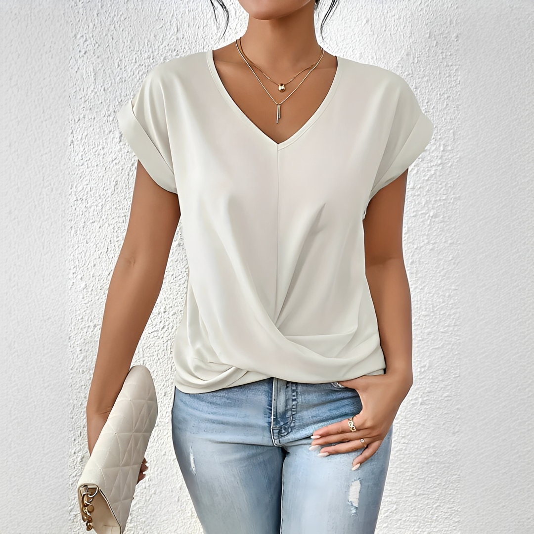 Velanie - T-Shirt Col V Décontracté