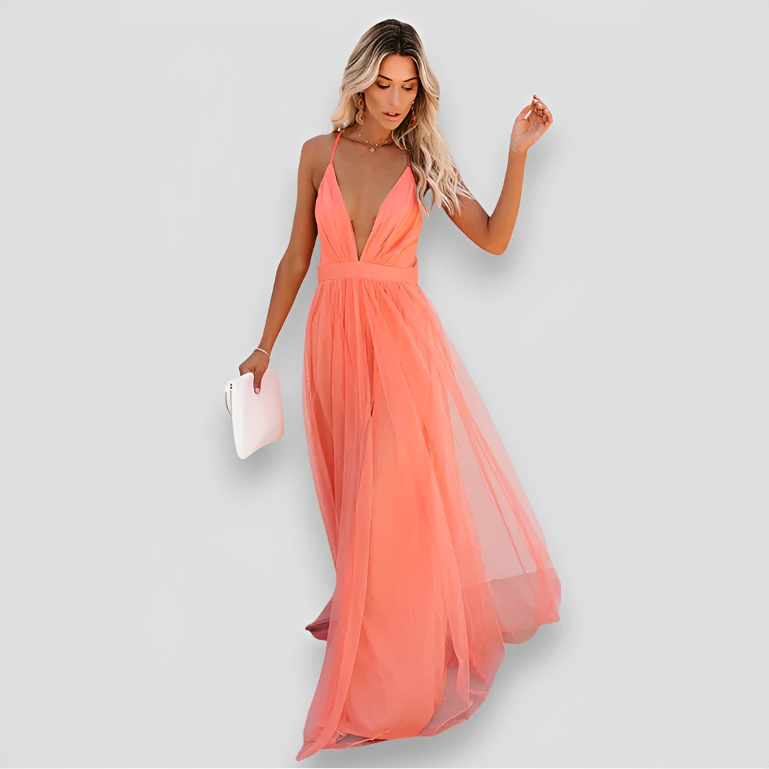 Lidia - Robe Maxi Élégante à Col V