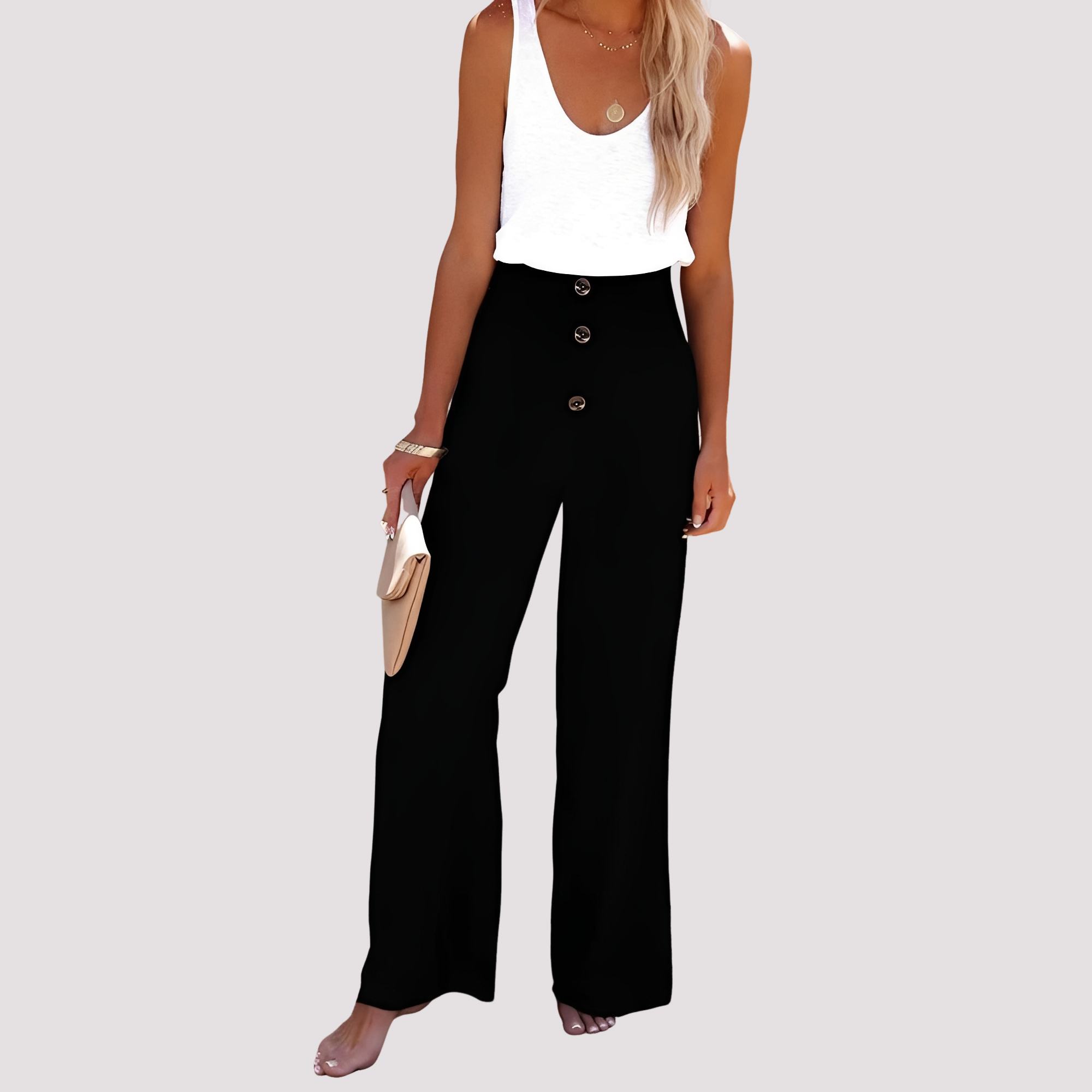 Christa - Pantalon large taille haute