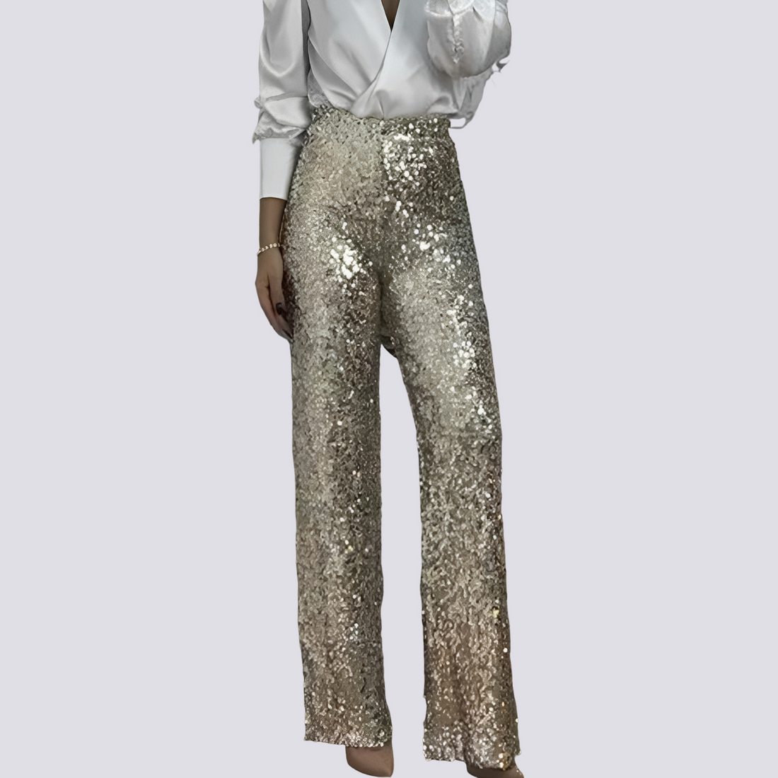 Mandy - Pantalon à sequins taille haute