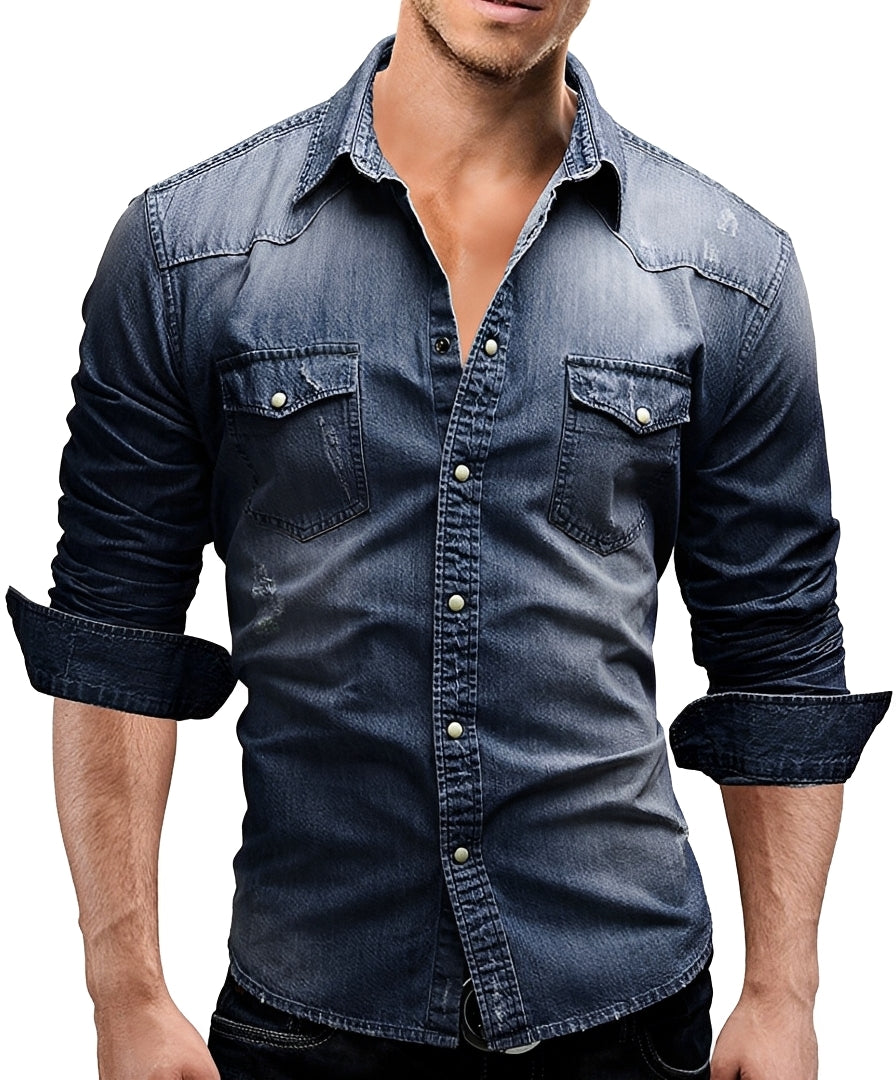 Arjun - Chemise en Jean pour Homme - Relax à Manches Longues