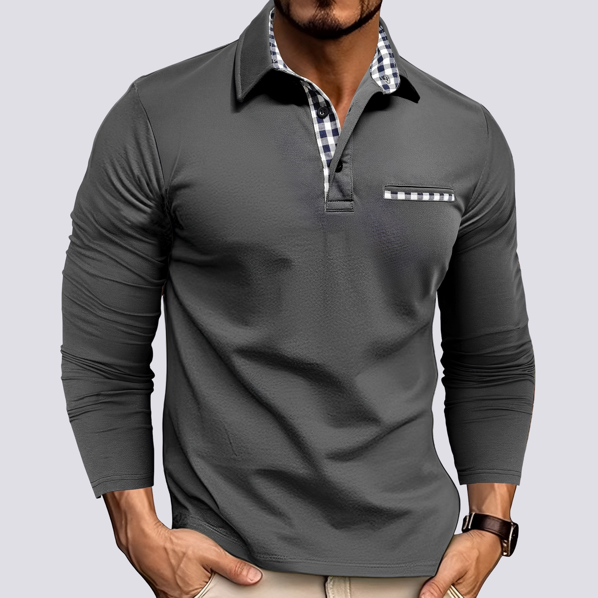 Mark – Polo pour homme – décontracté à manches longues