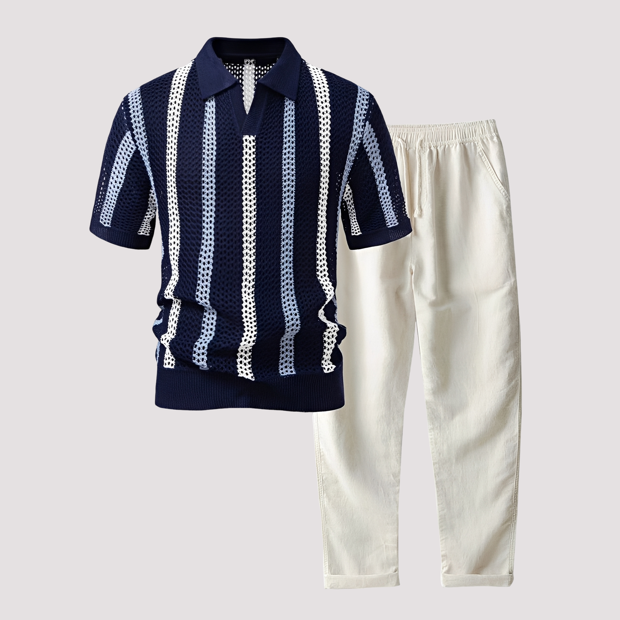 Richards - Ensemble Polo Rayé Agréable avec Pantalon