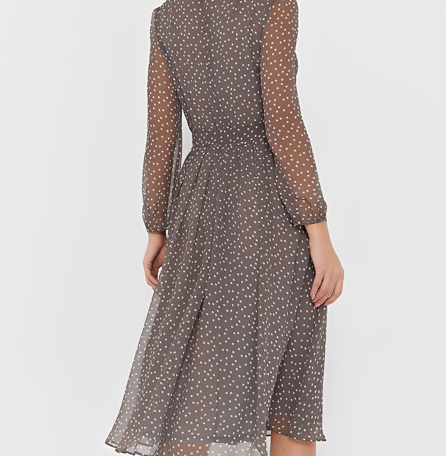 Tessa - Élégante robe à manches longues et pois