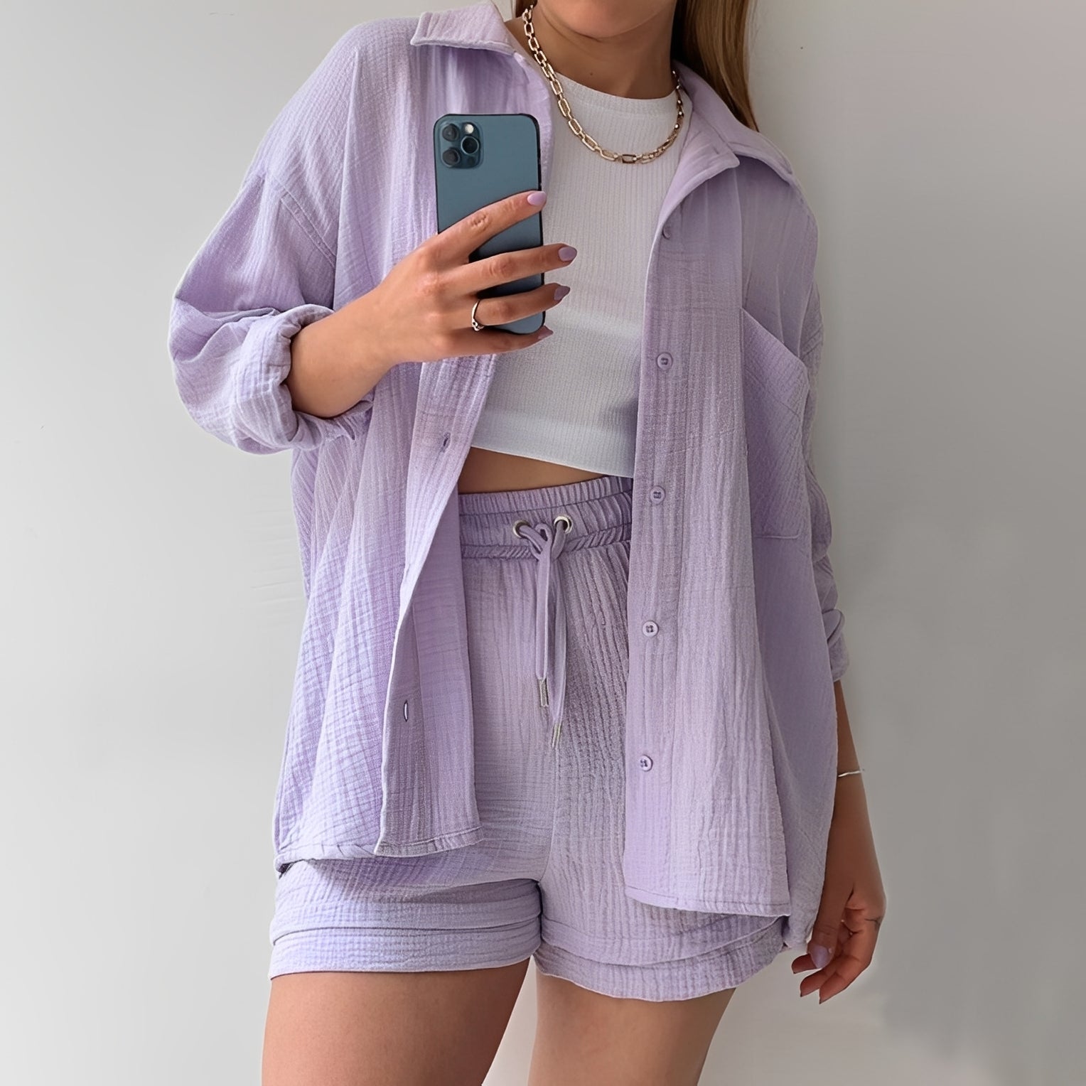 Julia - Set détente avec col revers et taille haute pour femmes