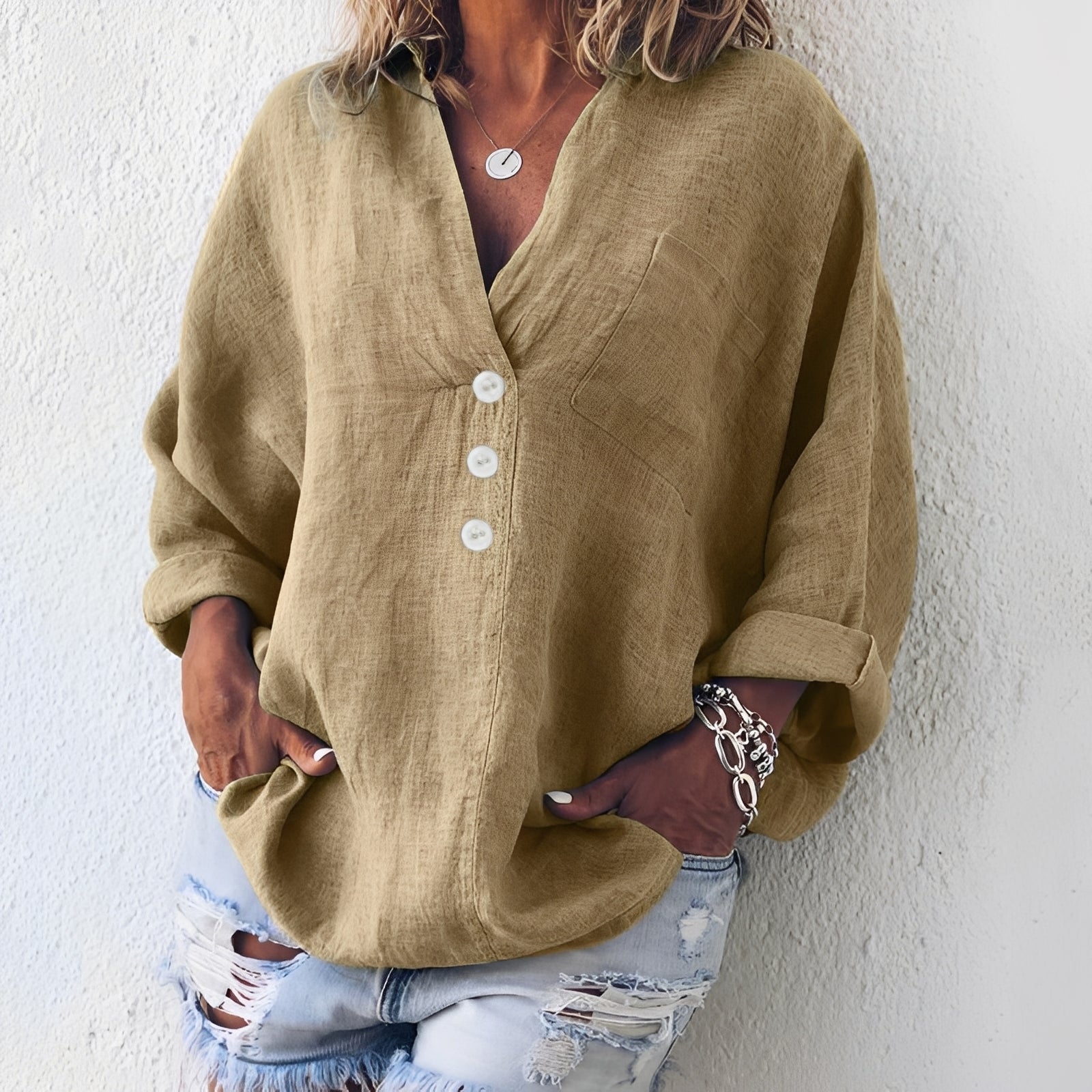 Sandra - Blouse ample à manches longues pour femmes