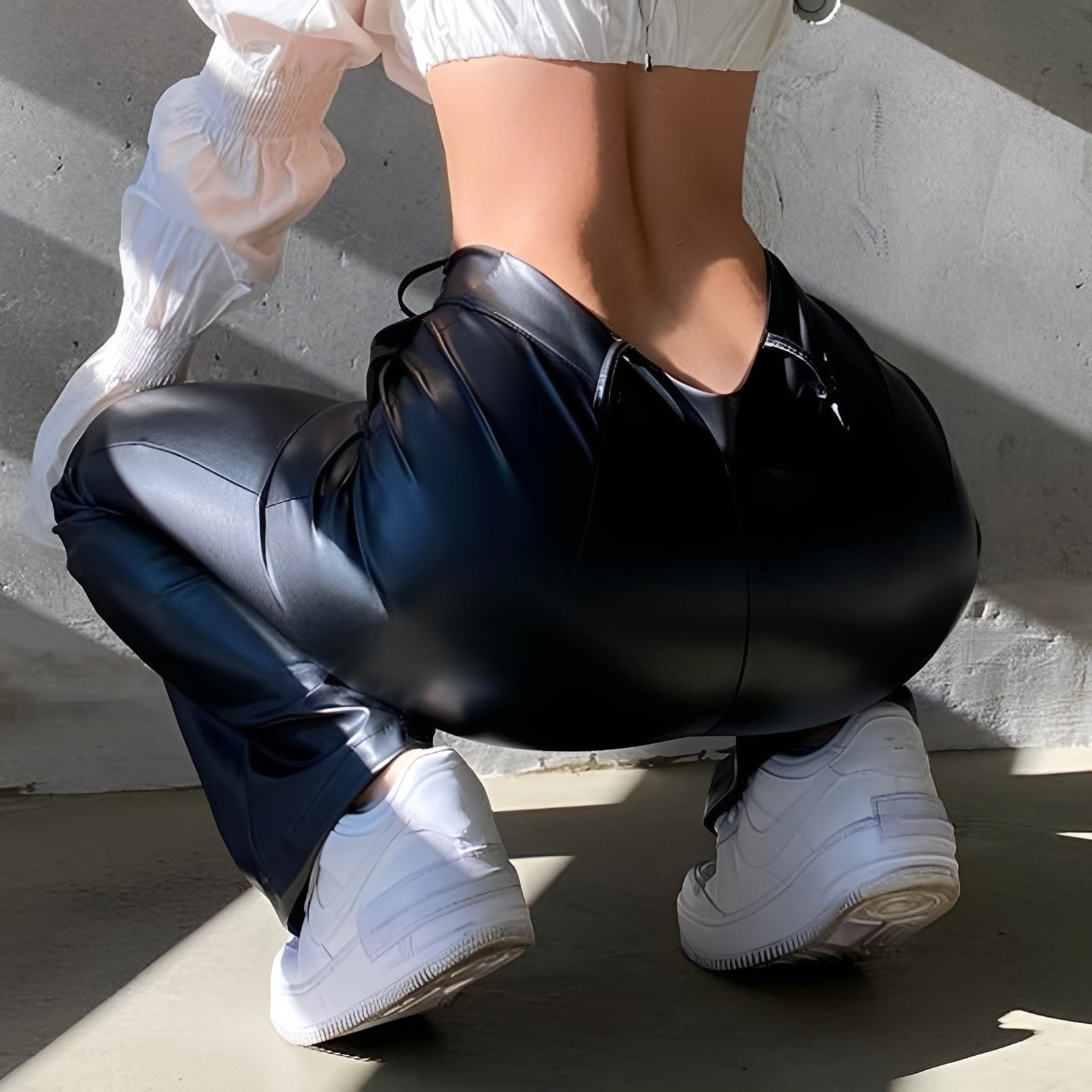 Katerina - Pantalon Décontracté Taille Haute à Coupe Évasée