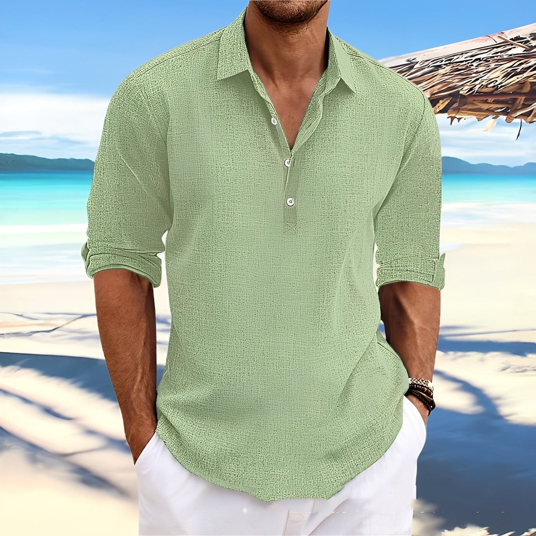 Ricky – Chemise homme à manches longues – idéale pour des journées chaudes et confortables