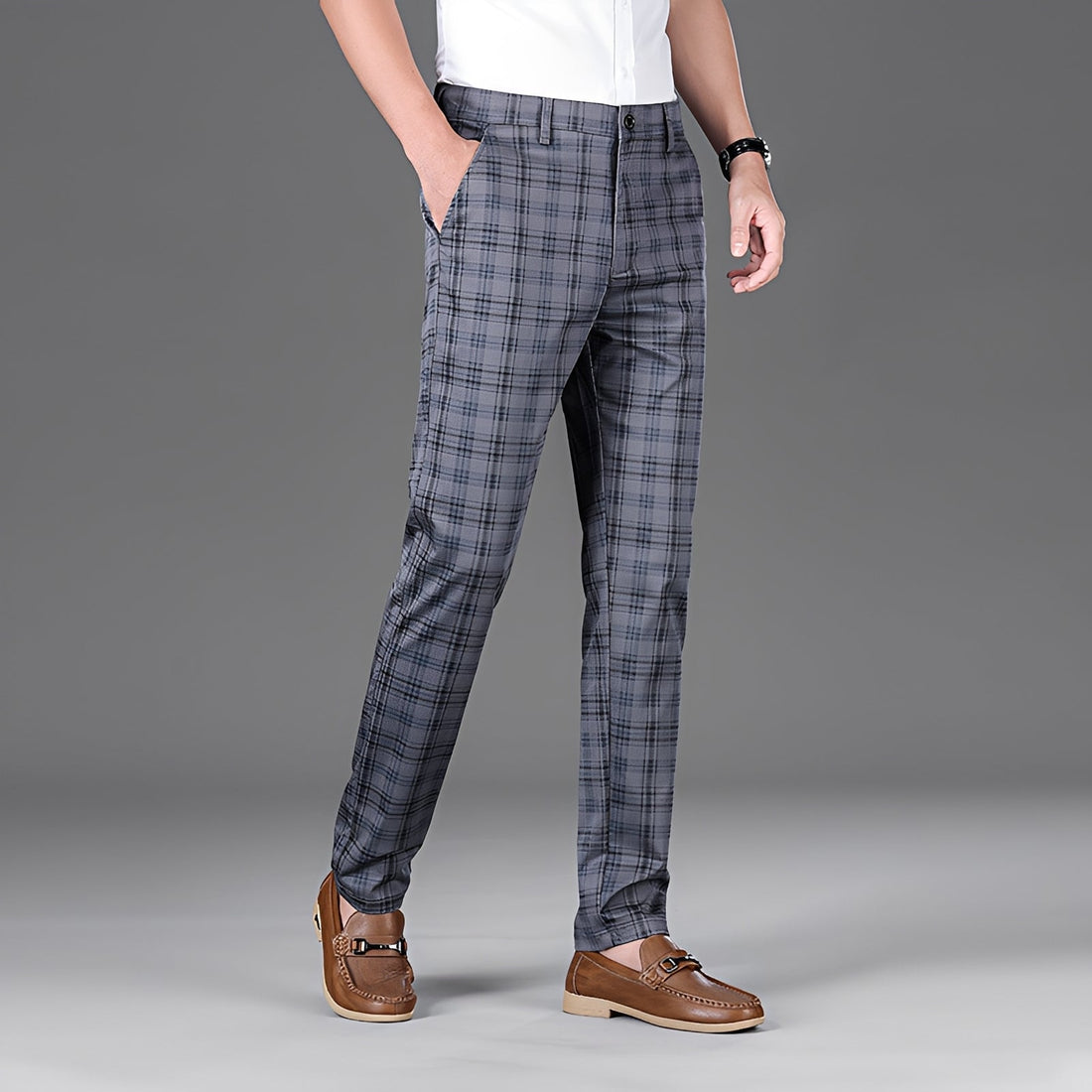 Myers - Pantalon décontracté à motif carreaux