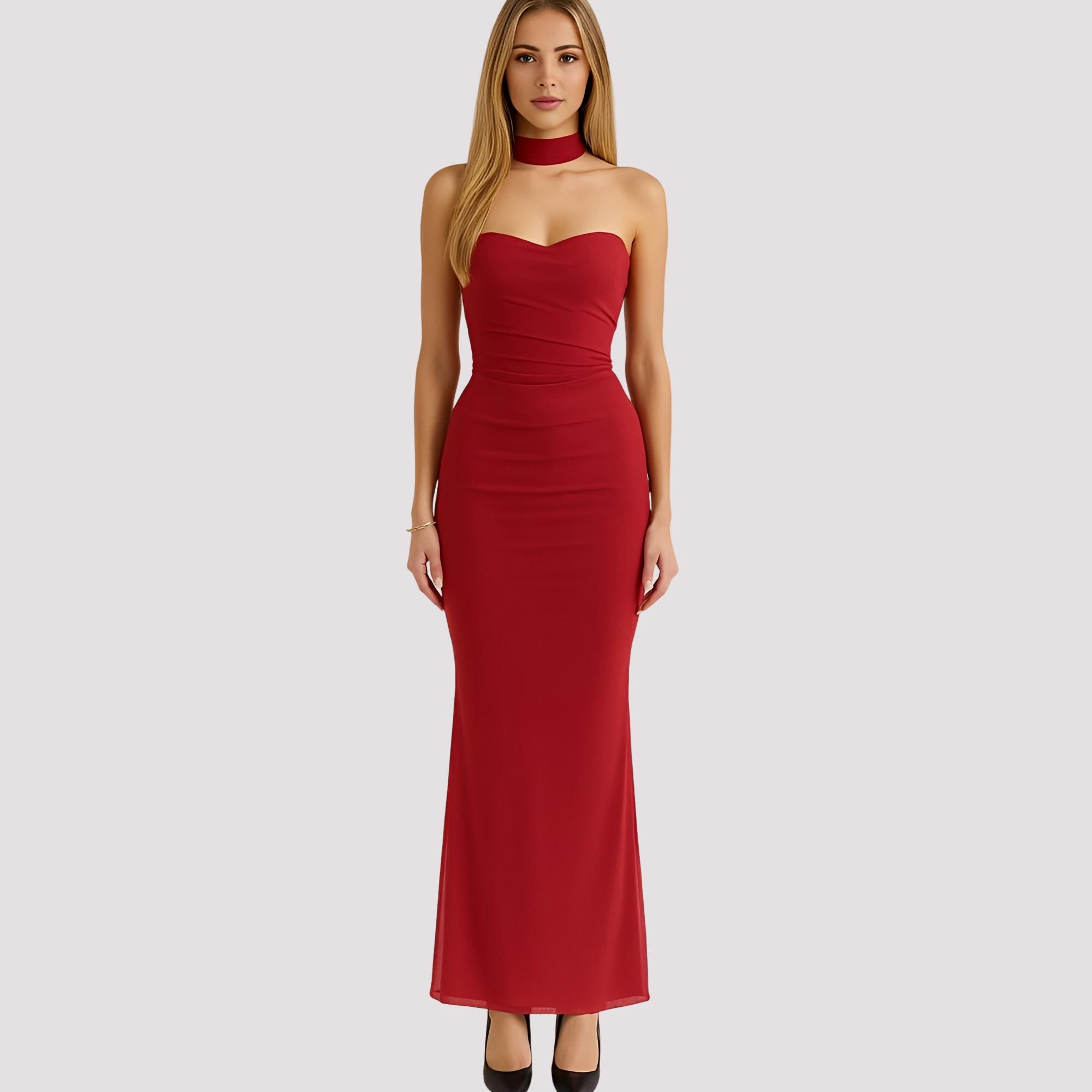 Antonia - Robe chic moulante avec collier