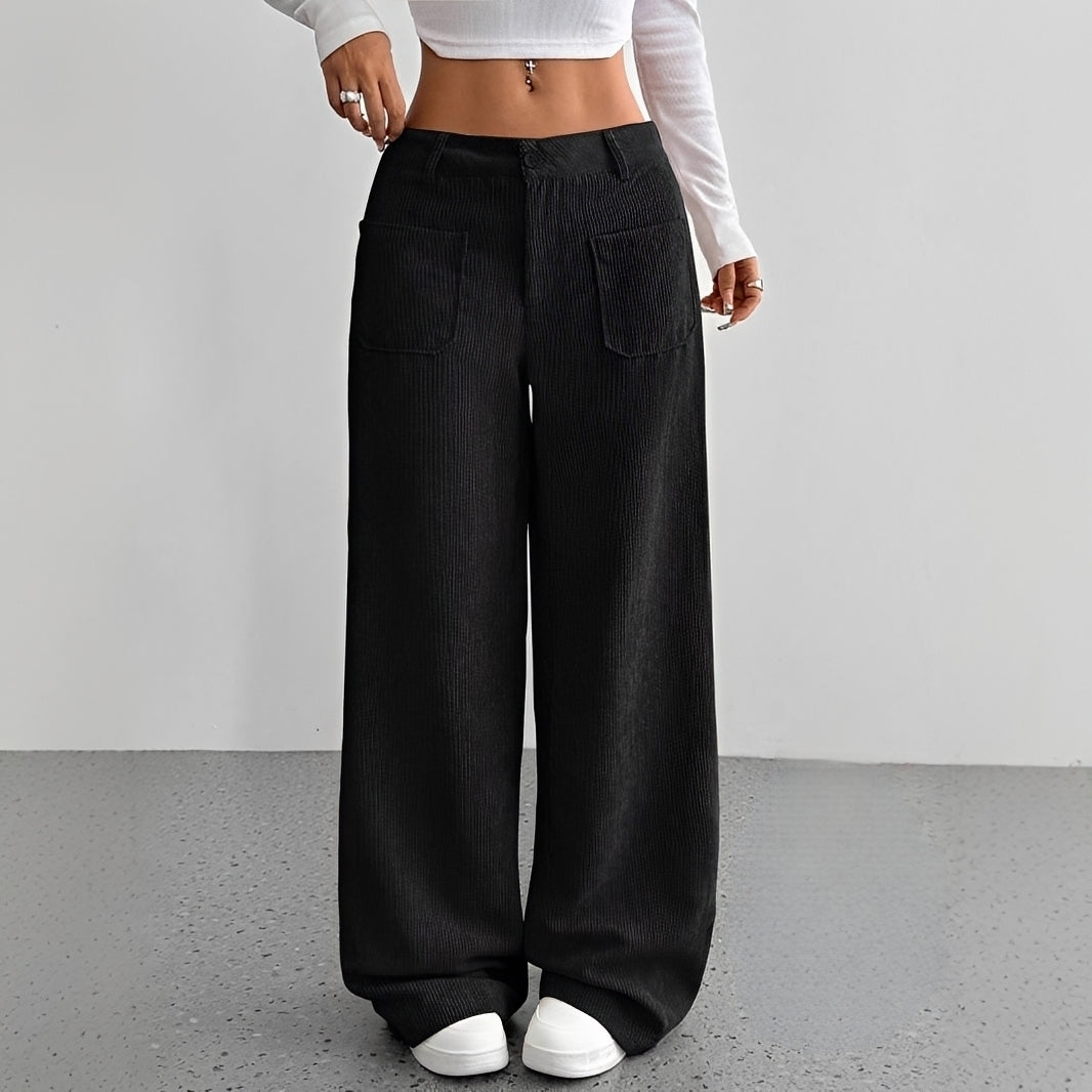 Isabelle - Pantalon taille haute en velours côtelé