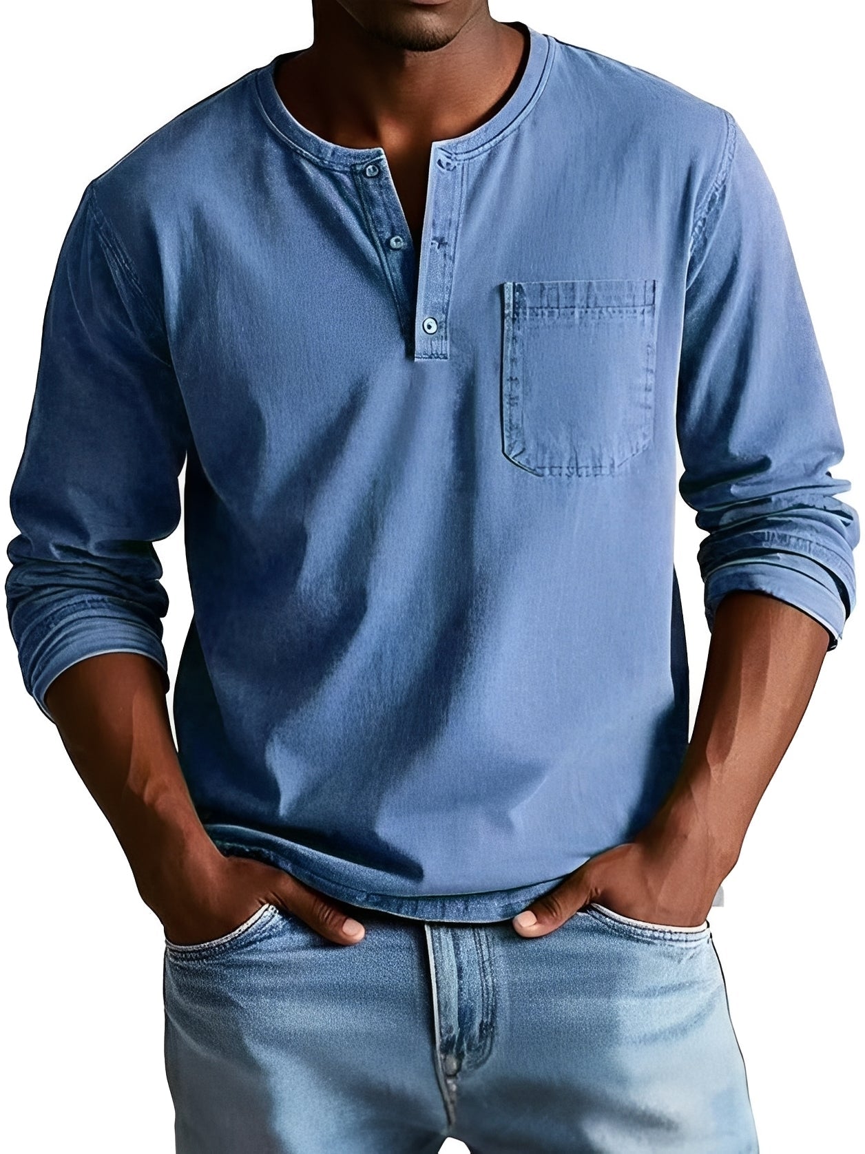 Steve - Chemise homme à manches longues, style décontracté
