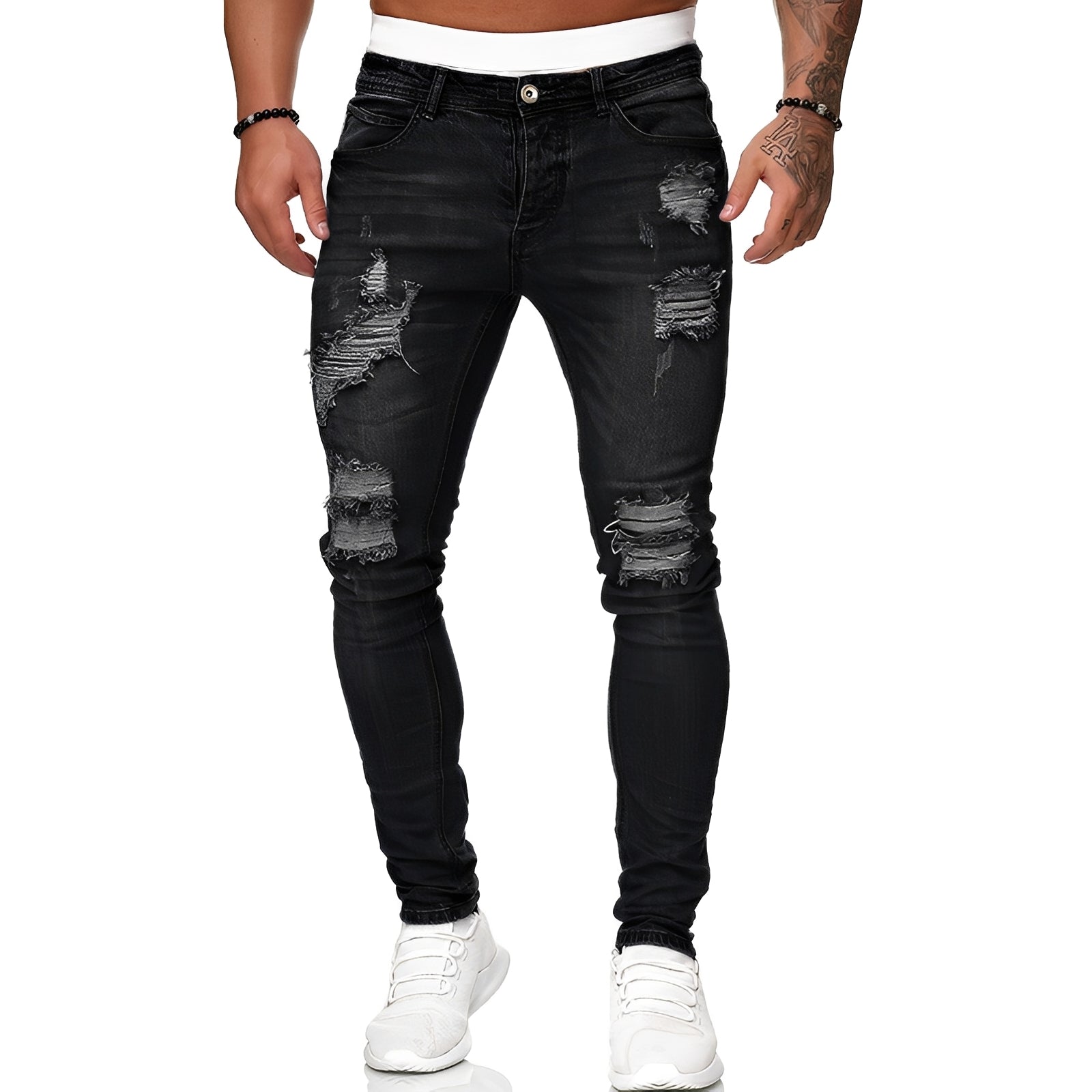 Annie - Jean skinny homme avec déchirures, look décontracté
