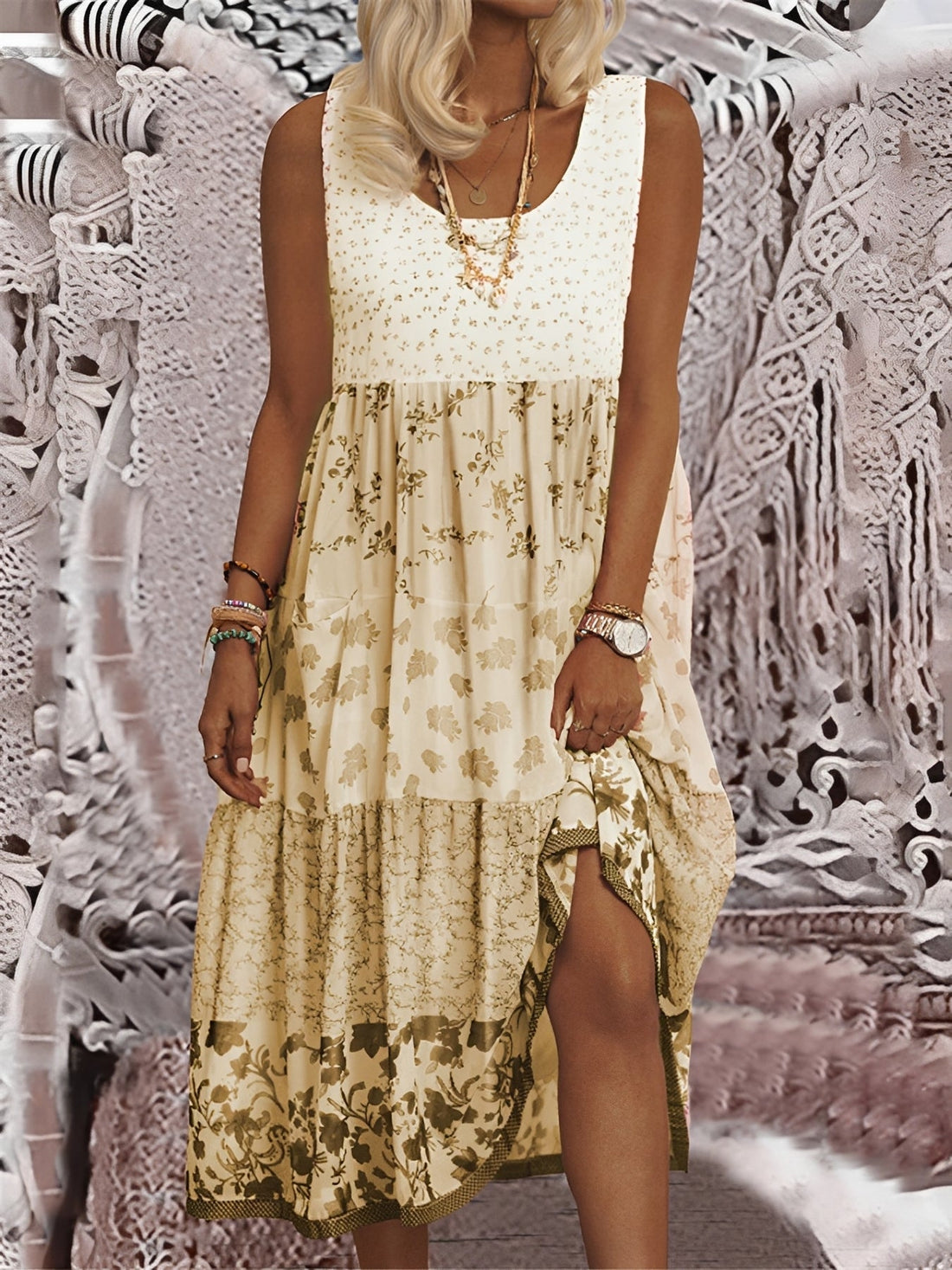 Nancy - Robe Midi Élégante Style Bohème