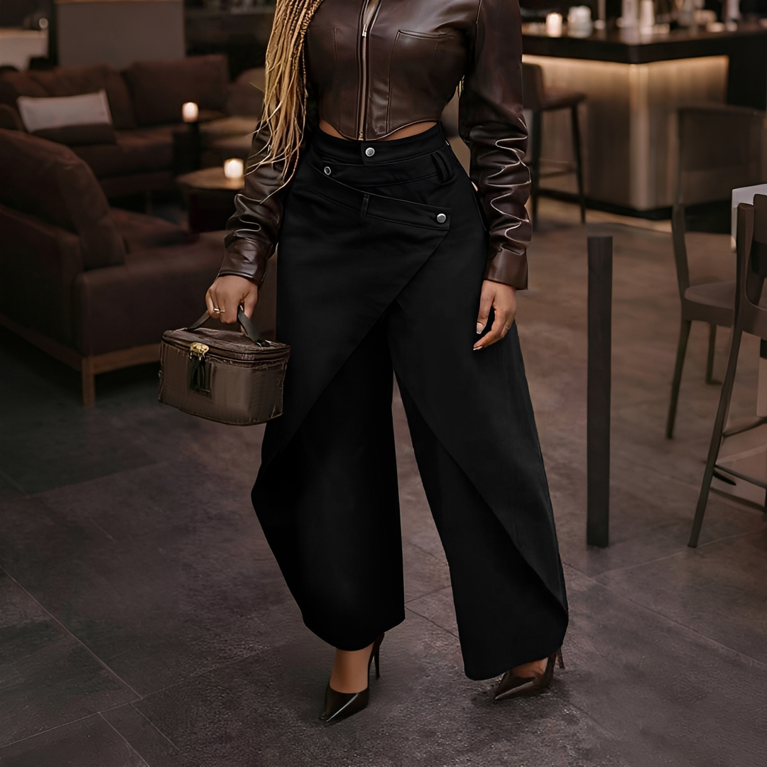Cheska - Pantalon Chic à Devant Croisé