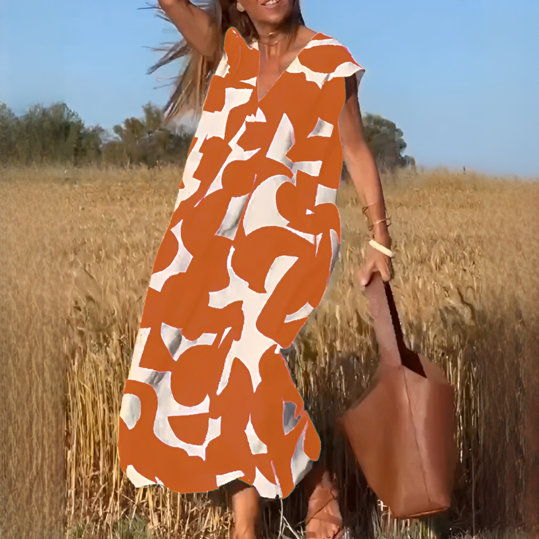Vicky - Robe Élégante Col V Coupe Large