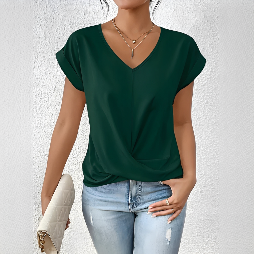 Velanie - T-Shirt Col V Décontracté