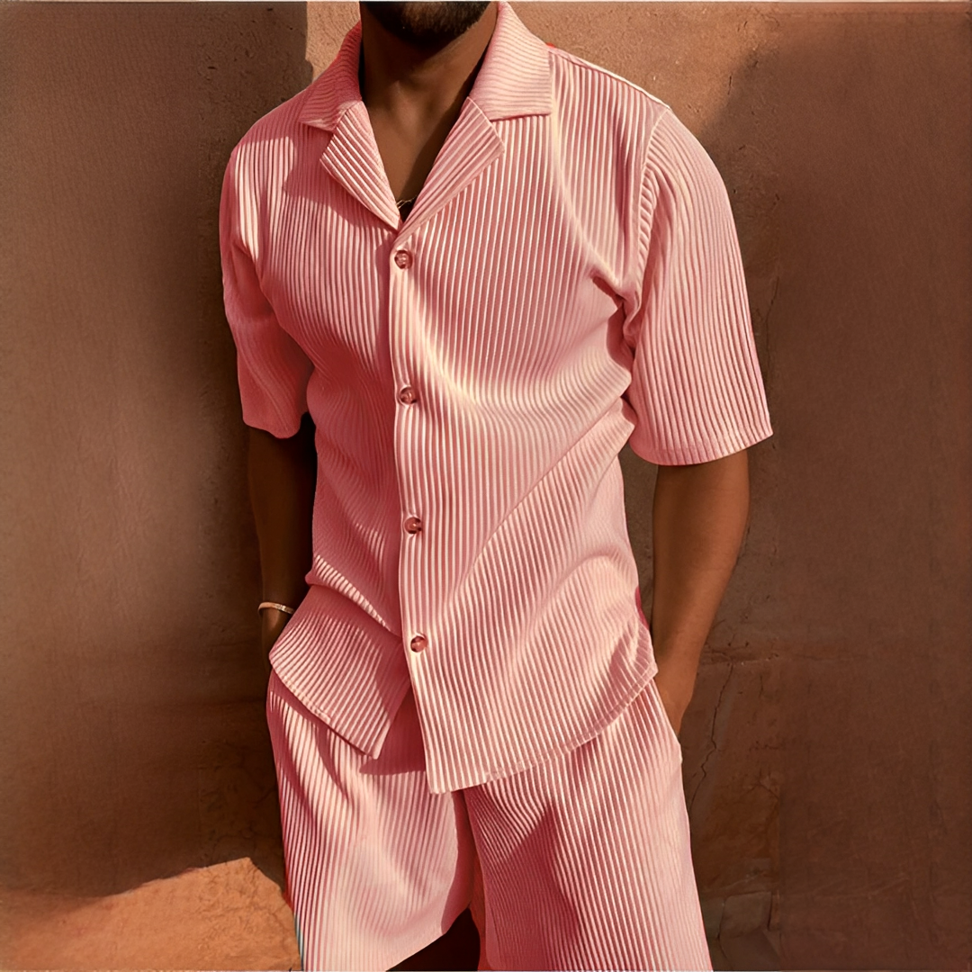 Junmar - Ensemble décontracté chemise et short pour homme